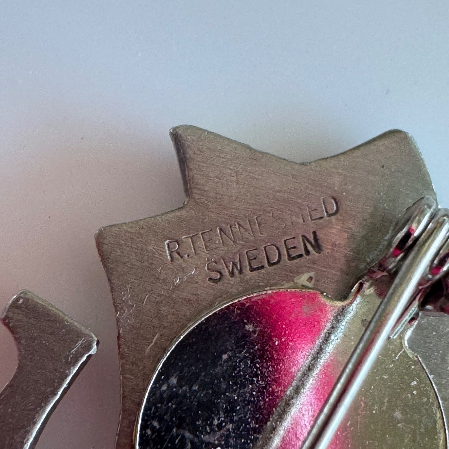 Vintage R. Tennesmed Sweden Viking Ship Pewter Brooch Pin
