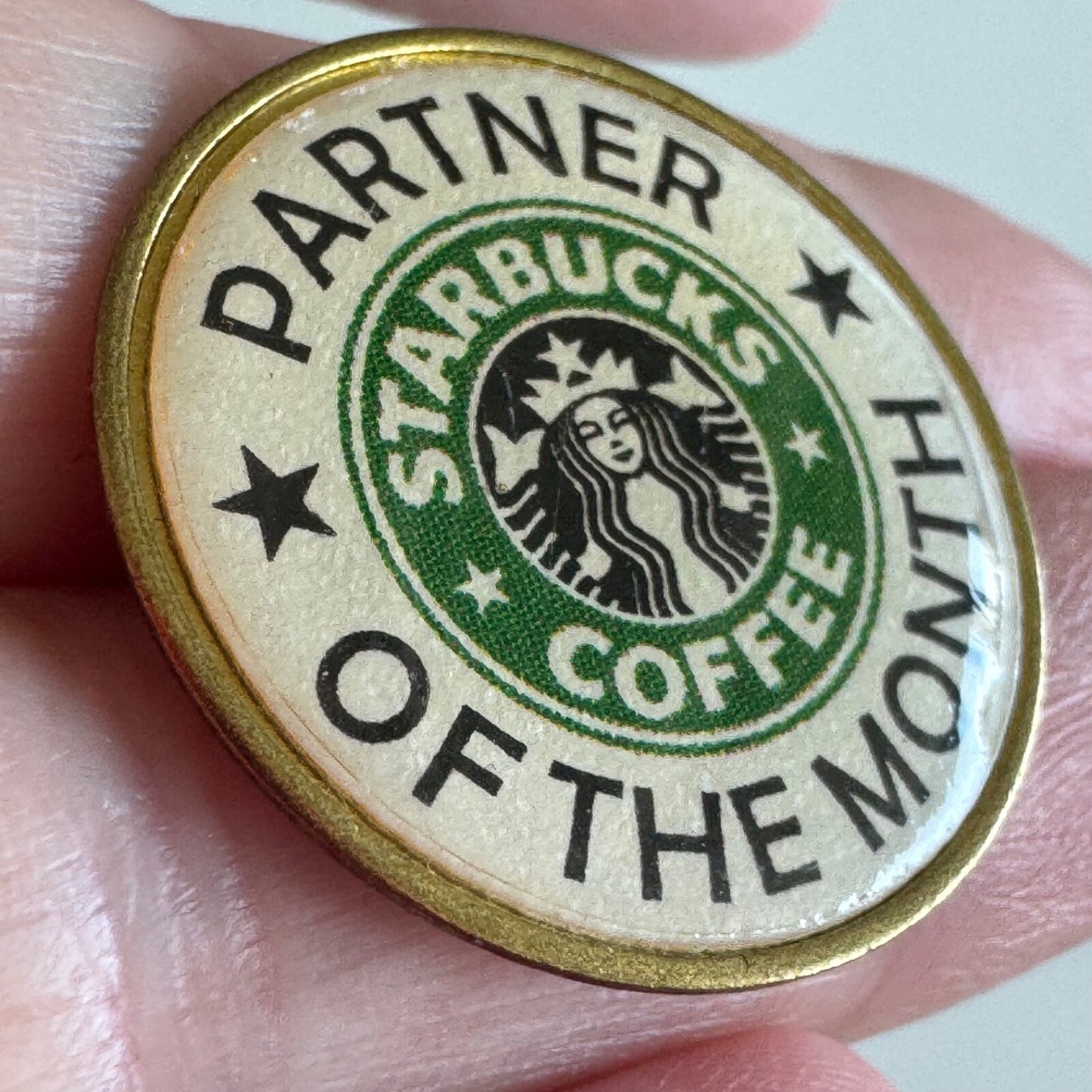 Vintage Starbucks Coffee Partner of the Month Lapel Pin RARE Made in USA