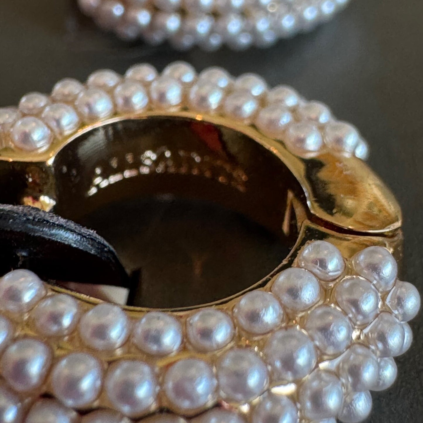 Allsaints Pearl Hoop Earrings New on Card Gold Tone Huggie All Saints