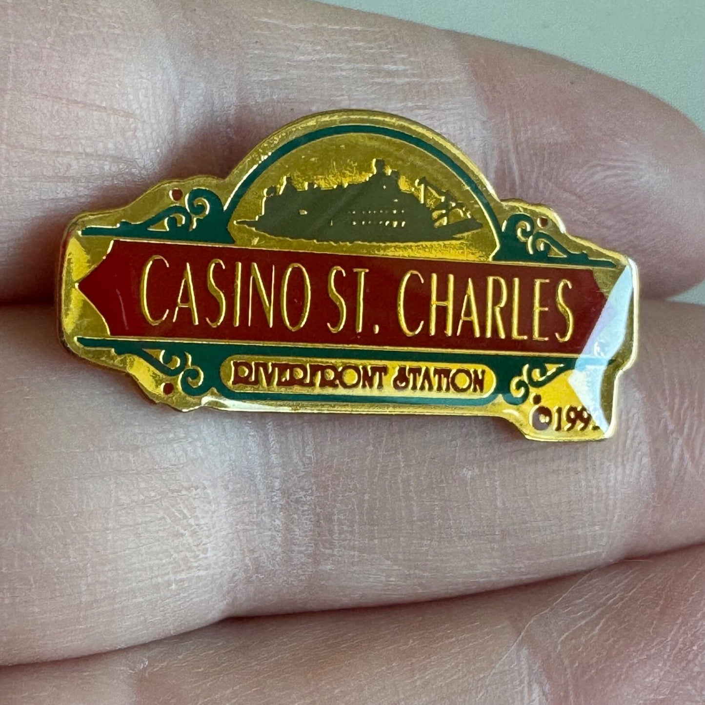 Vintage Casino St Charles Riverfront Station Lapel Pin