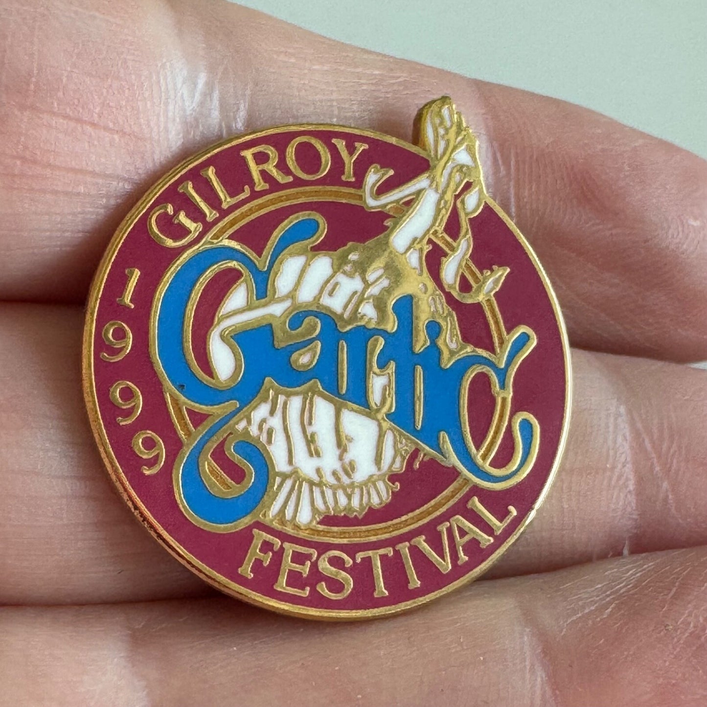 Vintage 1999 Gilroy Garlic Festival Souvenir Lapel Pin California