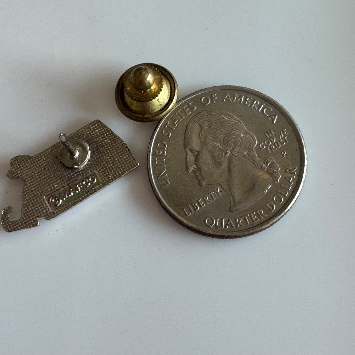 Massachusetts State Shape Souvenir Pin with Ship and Cape Cod Design