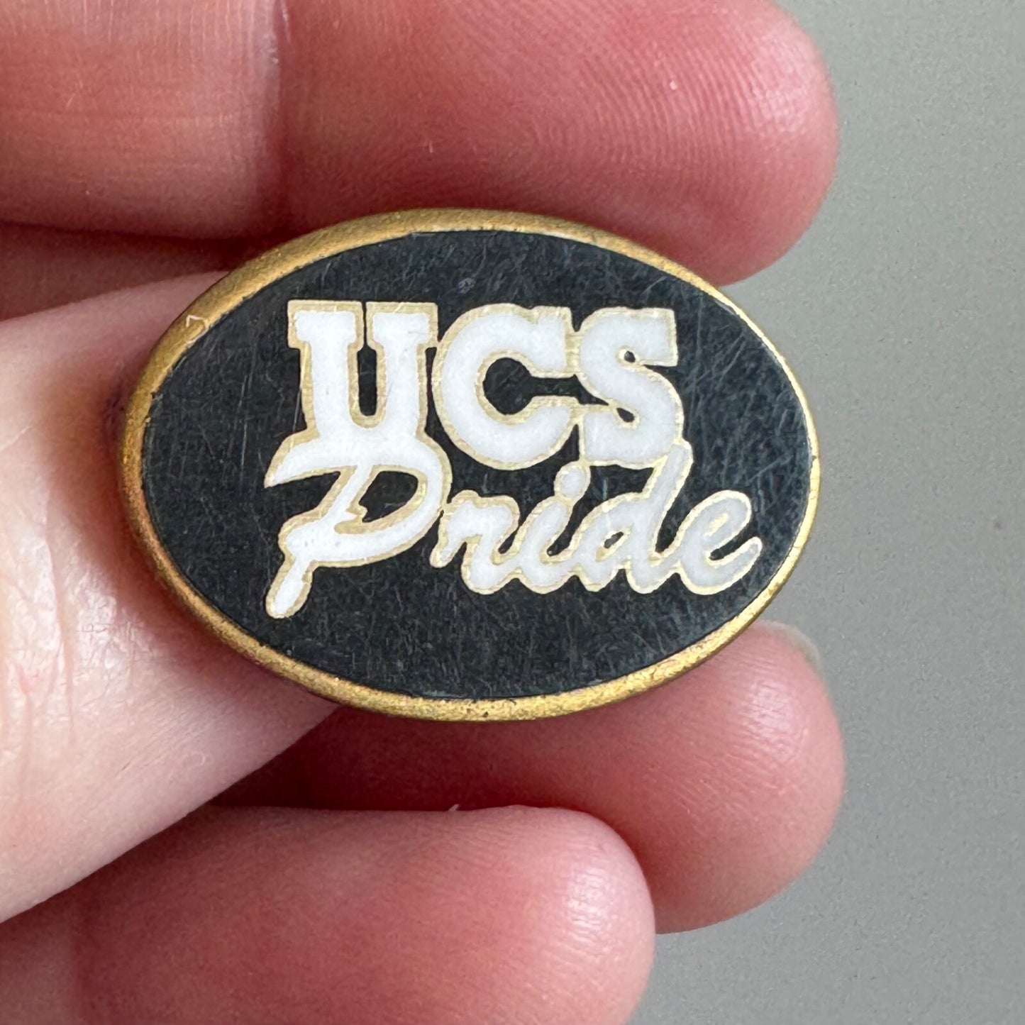 Vintage UCS Pride Lapel Pin Black and Gold Central School High School