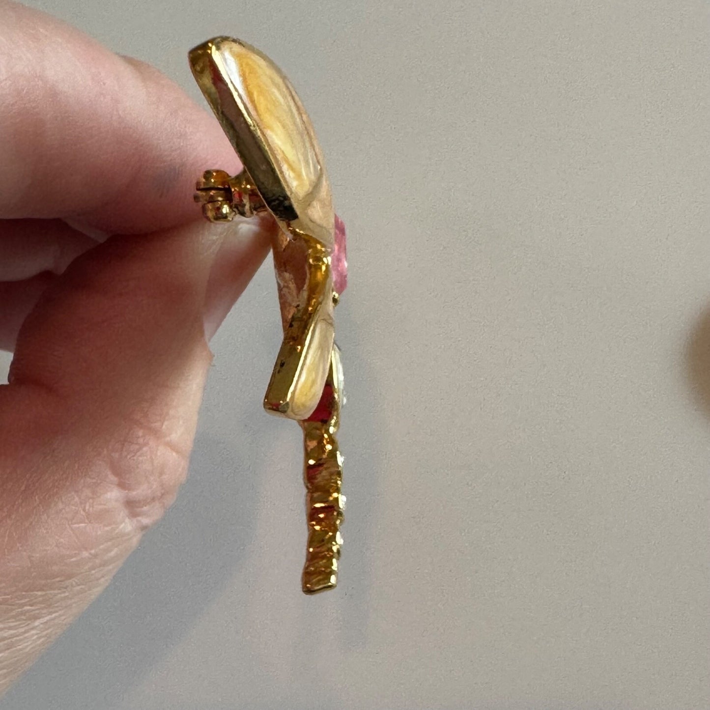 Vintage KJL for Avon Dragonfly Brooch Crystal Enamel Gold Tone Pin