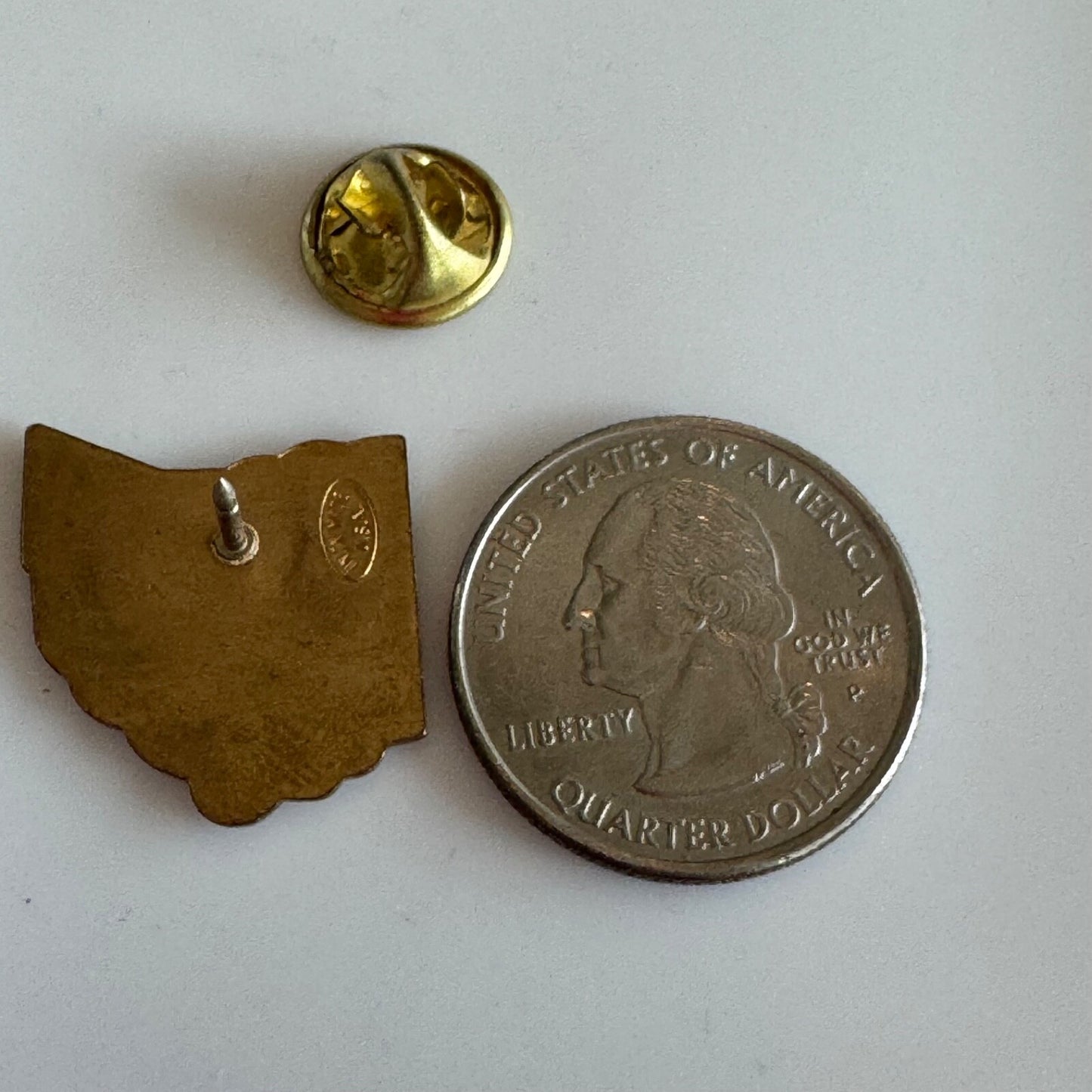 Ohio State Flag Shape Enamel Lapel Pin Red White Blue Gold