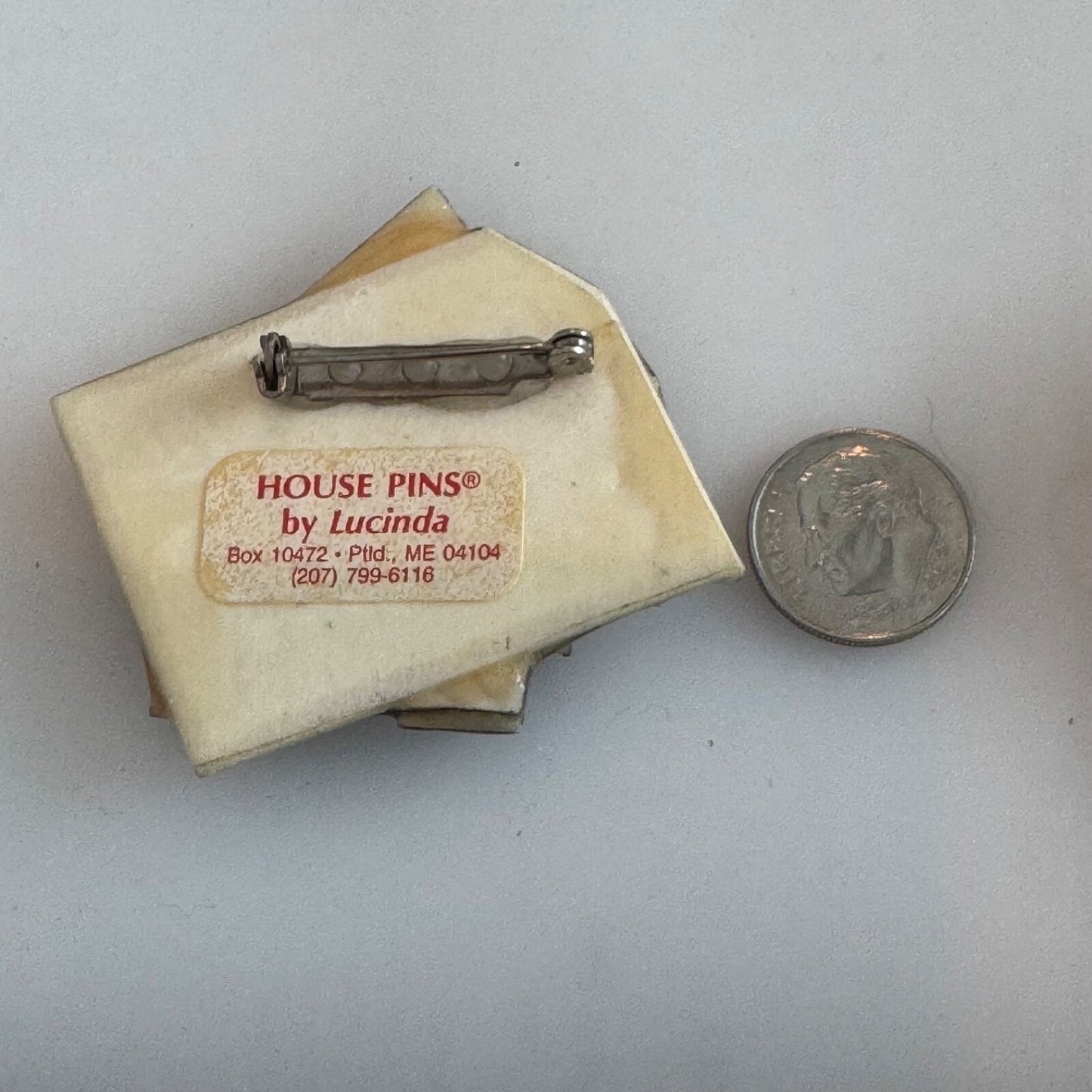 Vintage House Pins by Lucinda Spooky Eye House Black White Cream Brooch