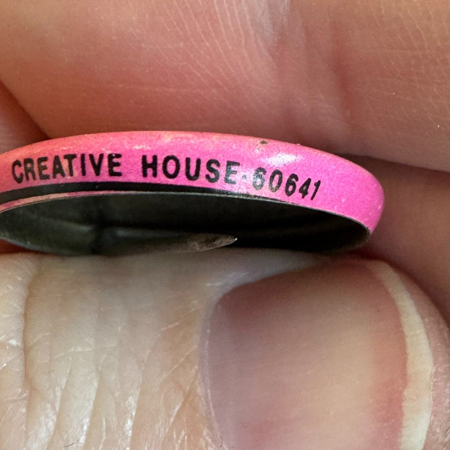 Pink Creative House Cartoon Face Button Lapel Pin Vintage
