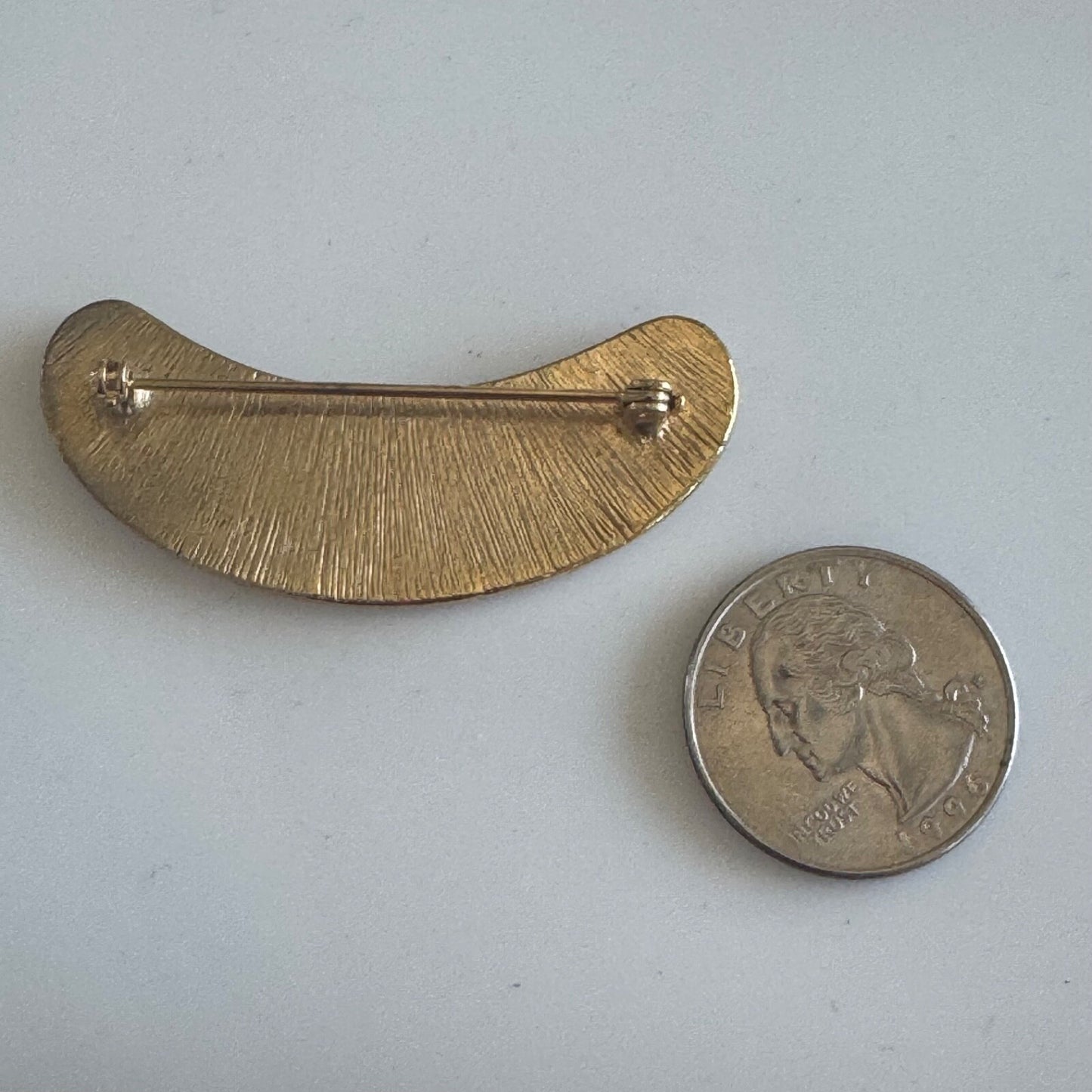 Vintage Pierre Bex Inspired Crescent Shaped Brooch Pin Art Deco
