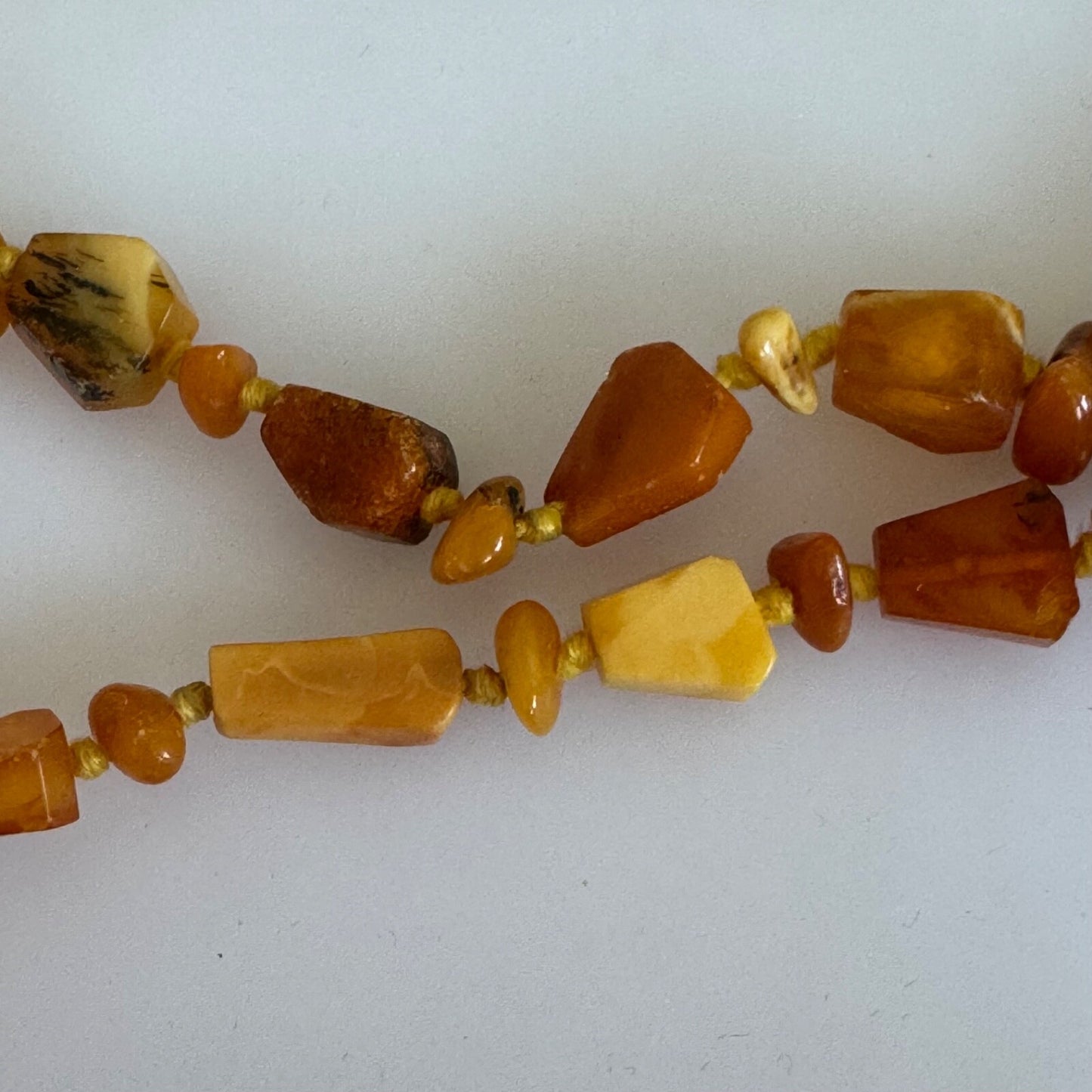Vintage 25" Hand Knotted Amber Necklace 34g Cognac Butterscotch Egg Yolk