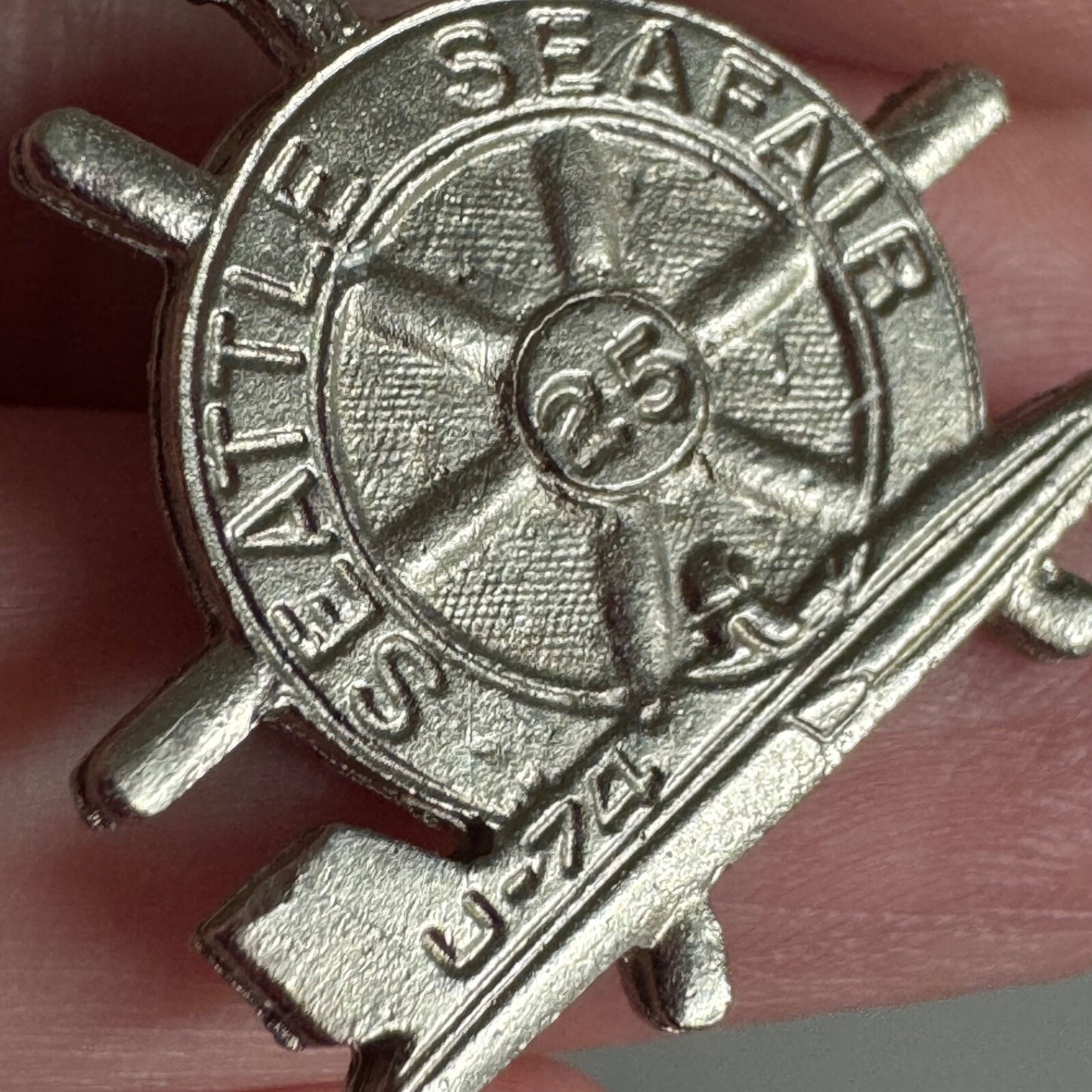 Vintage Seattle Seafair U-74 Hydroplane 25th Anniversary Pin 25 Years Silver