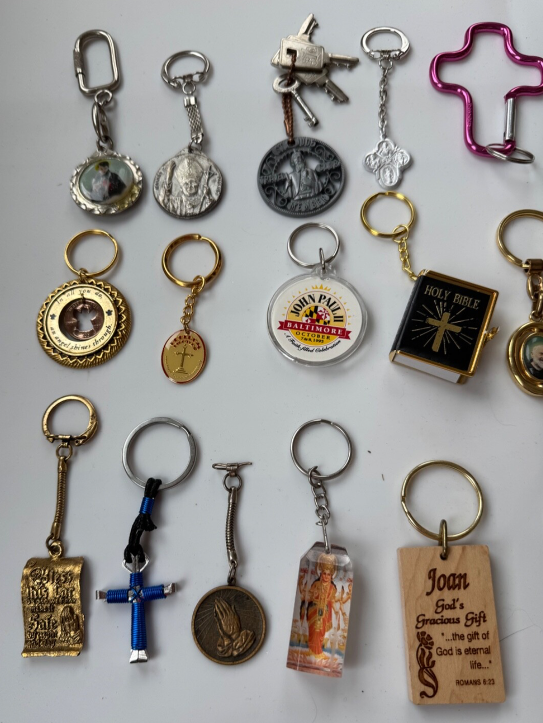 Lot of 30+ Vintage Religious Christian Keychains Key Chains Angels Crosses