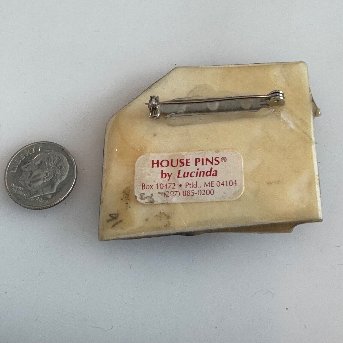 Vintage House Pins by Lucinda DOG Tree Houses Sun Moon Brooch Pin