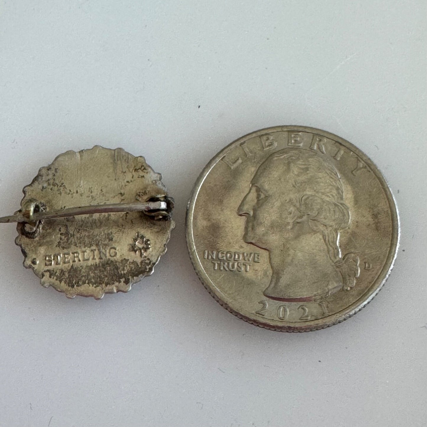 Antique Sterling Silver Canadian Provincial Flag Lapel Pin
