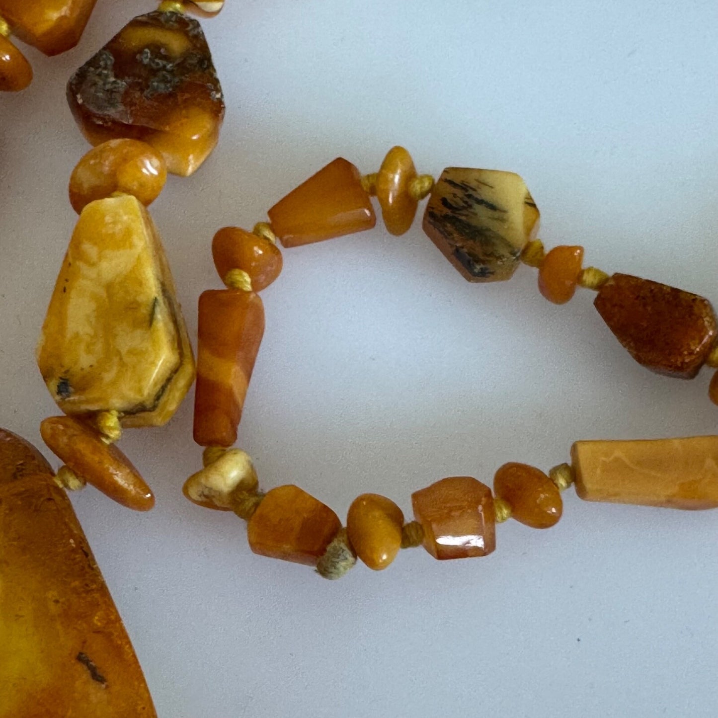 Vintage 25" Hand Knotted Amber Necklace 34g Cognac Butterscotch Egg Yolk
