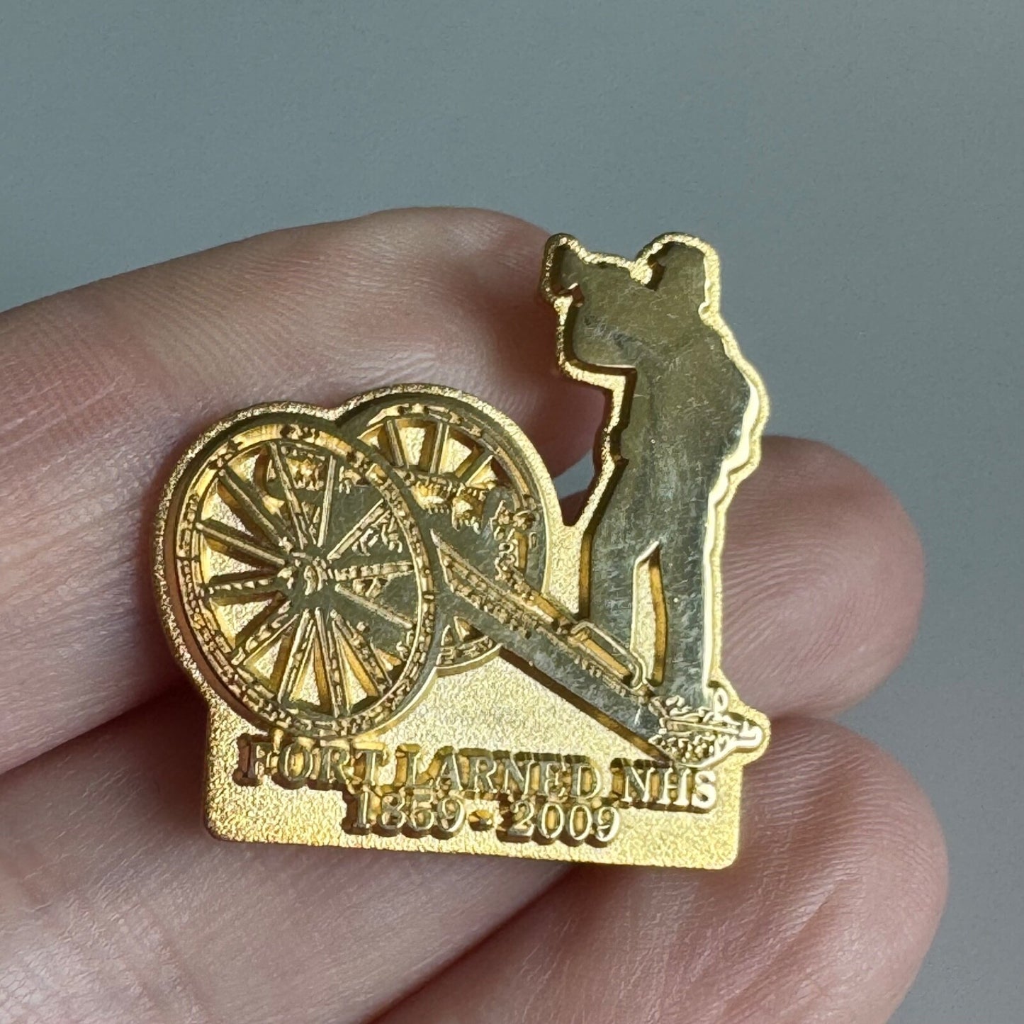 Fort Larned NHS Pin 1859–2009 150 Years Cannon Bugler Gold Santa Fe Trail RARE