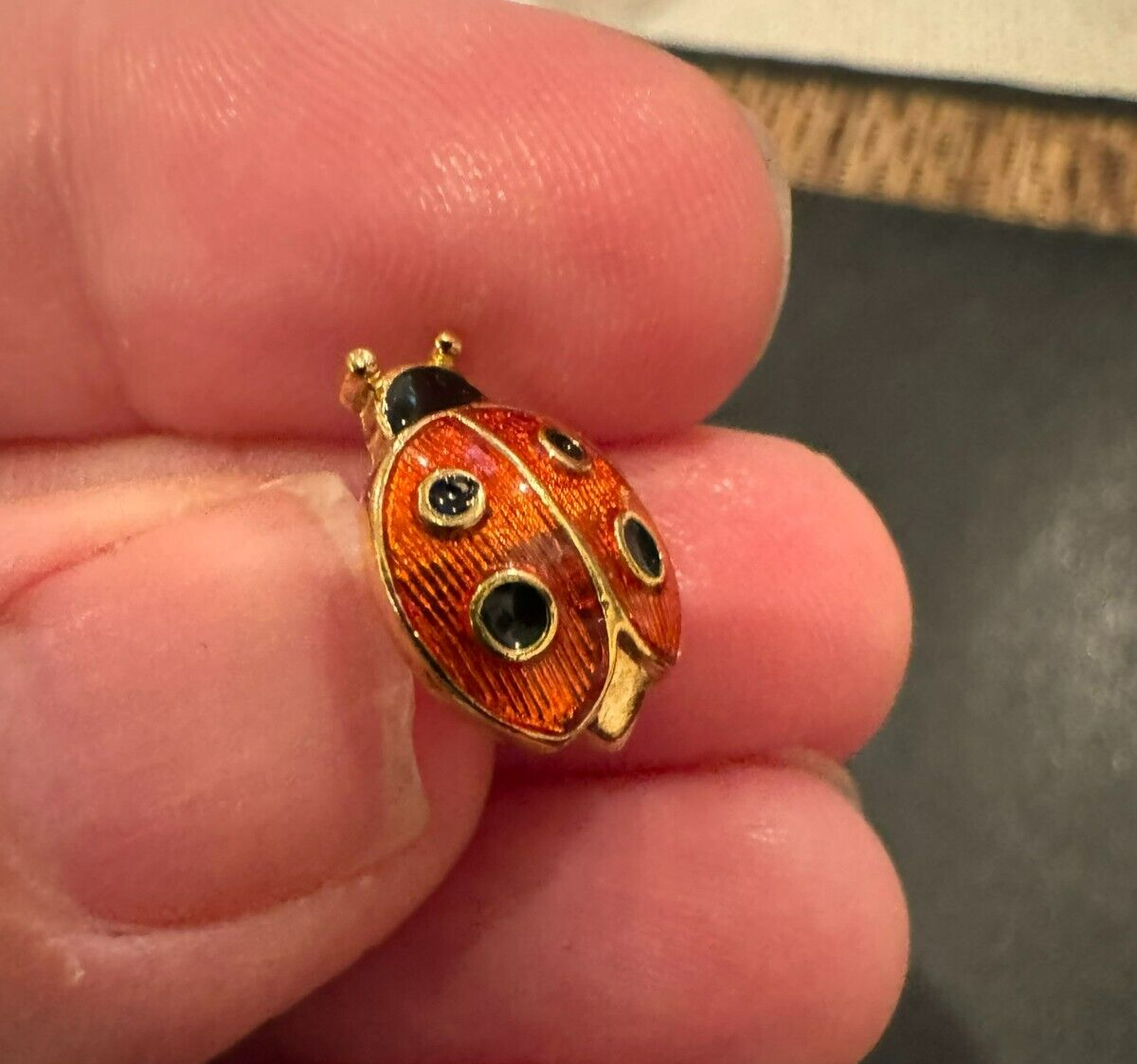 Vintage Avon Ladybug Shaped Enamel Scatter Pin Tie Tack