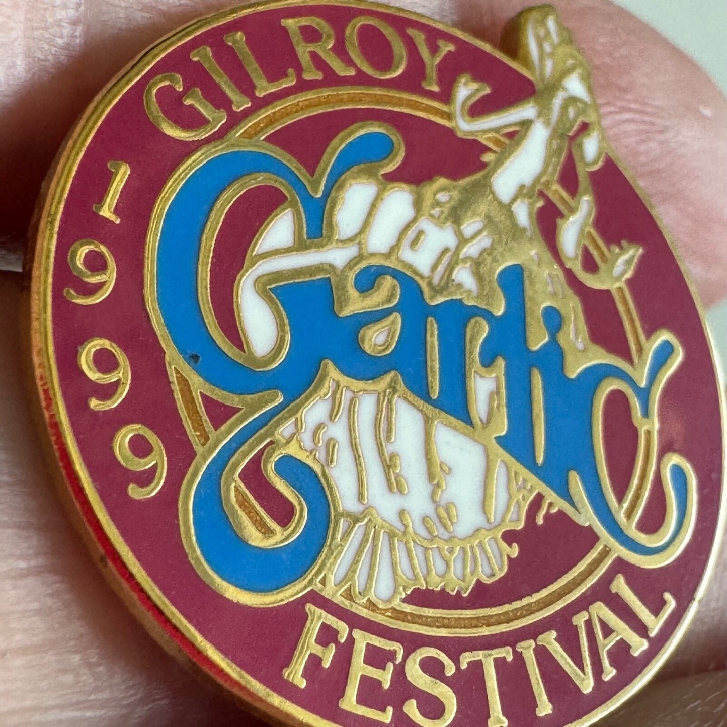 Vintage 1999 Gilroy Garlic Festival Souvenir Lapel Pin California