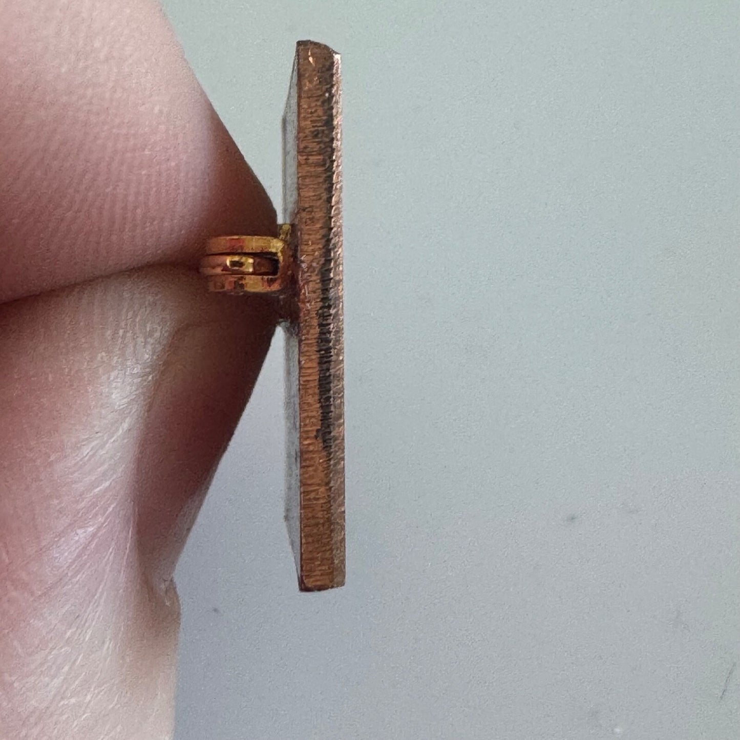 Letter S Monogram Copper Colored Carved Brooch Pin