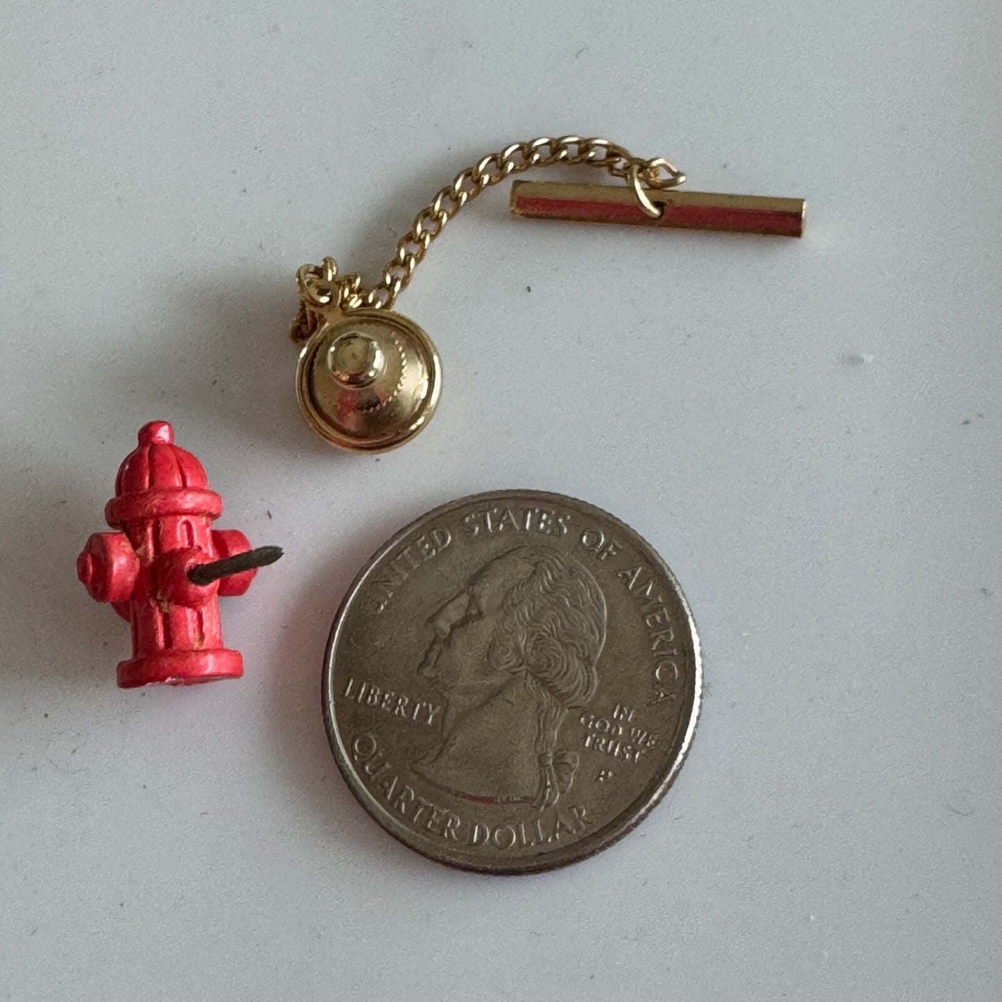 Vintage Red Fire Hydrant Pin Metal Miniature Toy Collectible