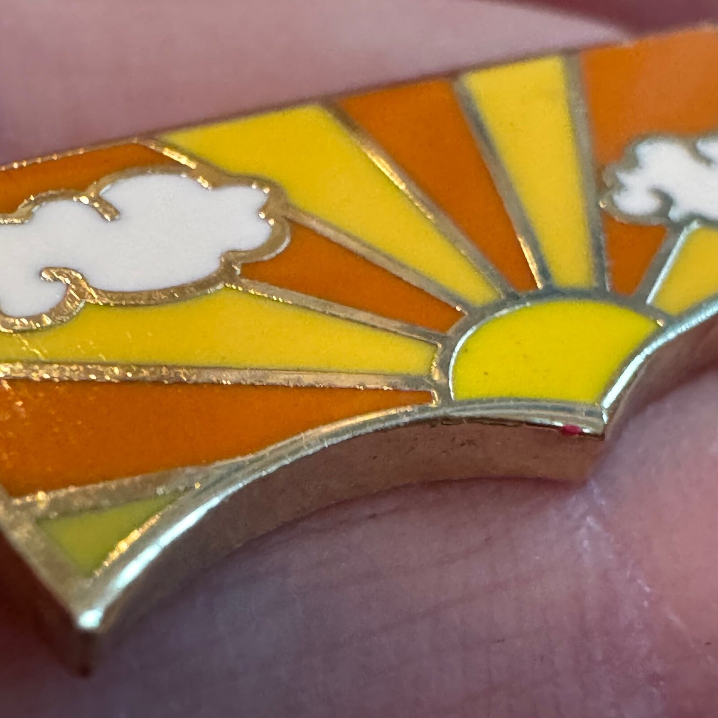 Levi's Pintrill Sun Clouds Lapel Pin Orange Yellow White Levis