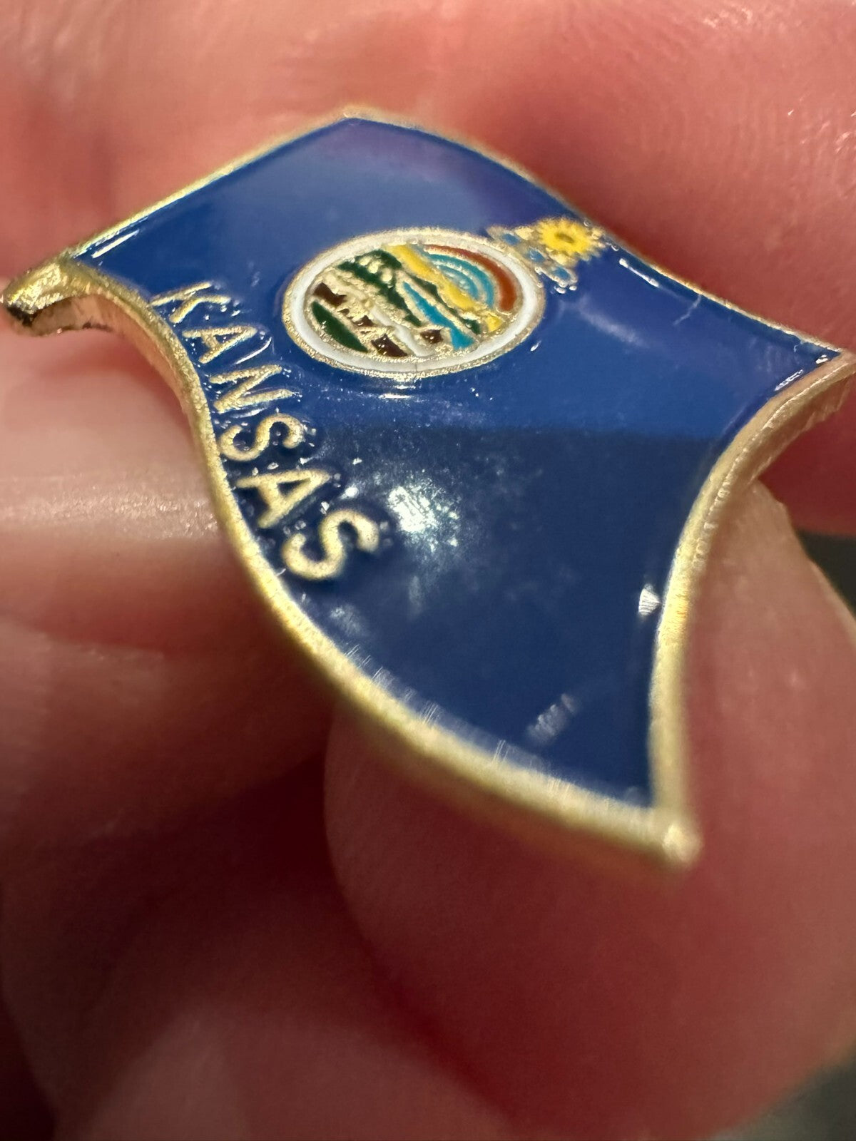 Kansas State Enamel Flag Lapel Pin