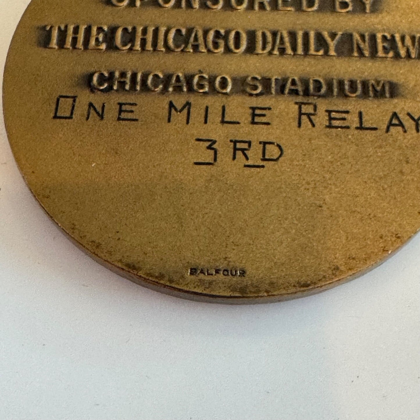 Vtg 1951 Chicago Relays Medal One Mile Relay 3rd Daily News Stadium Balfour