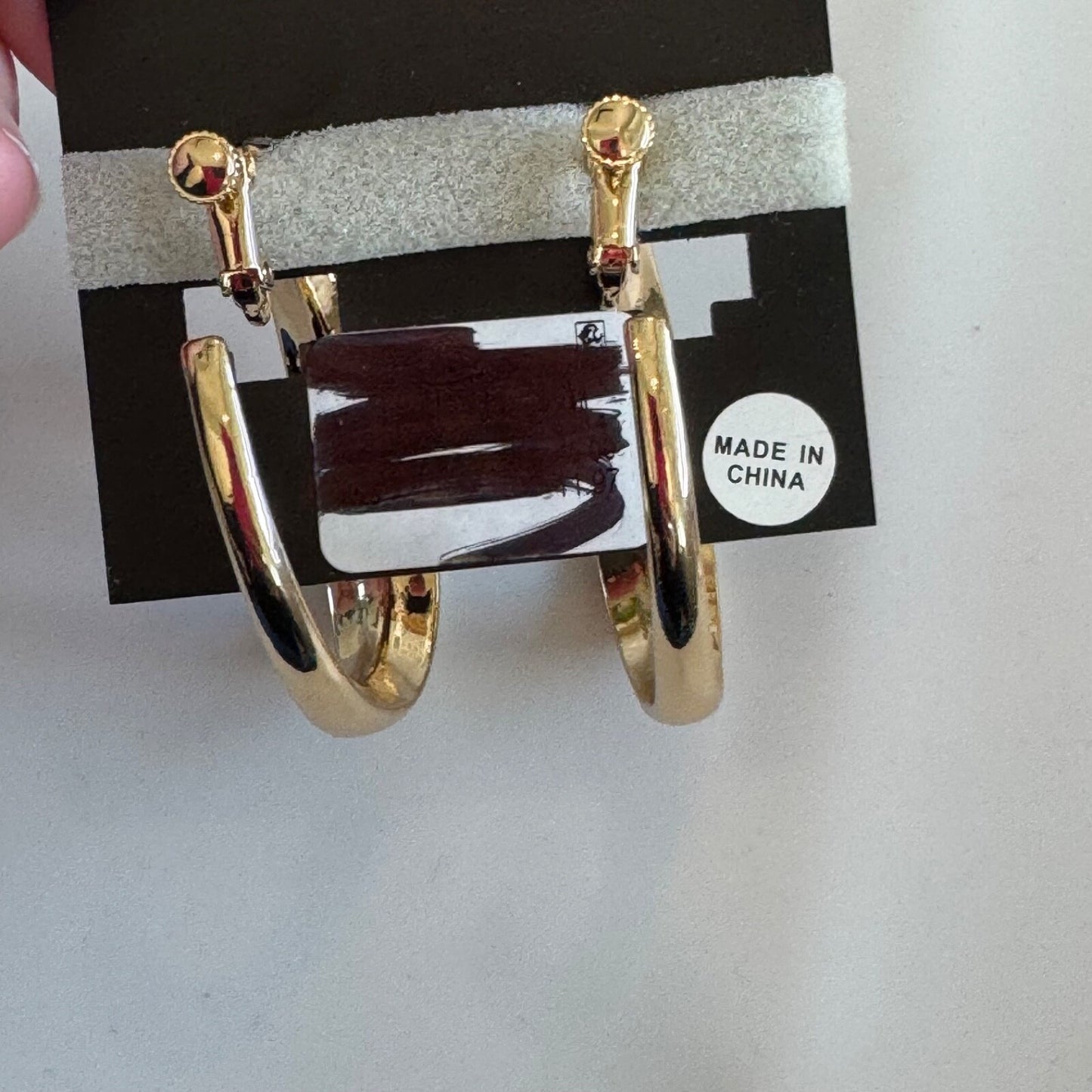 Vince Camuto Gold-Toned Large Hoop Earrings New On Card Clip-On