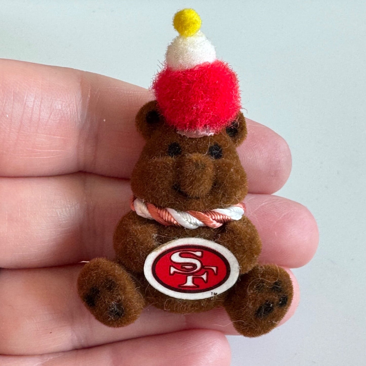 Vintage San Francisco 49ers Teddy Bear Lapel Pin with Winter Hat Scarf