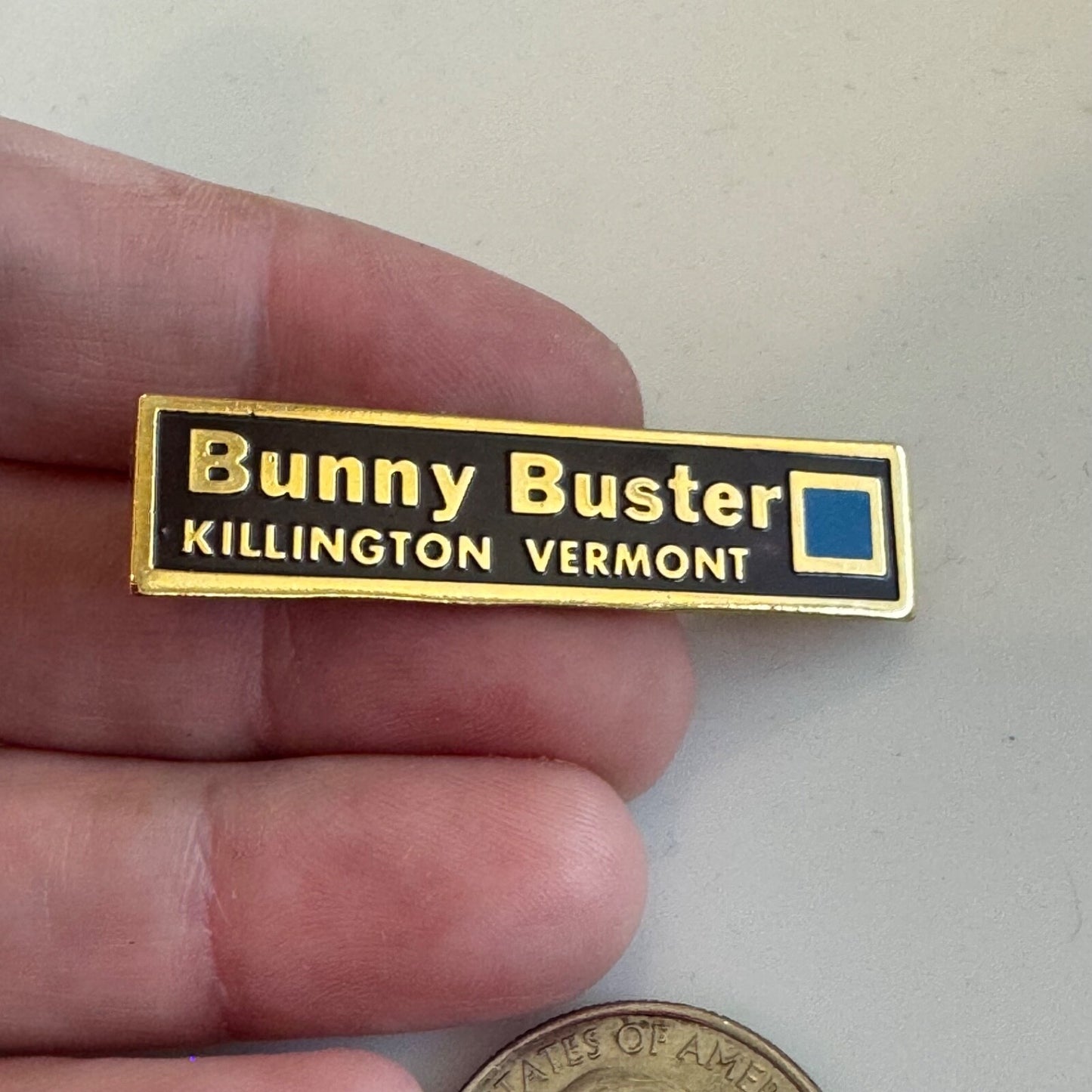 Vintage Bunny Buster Killington Vermont Ski Skiing Lapel Pin Intermediate Sign