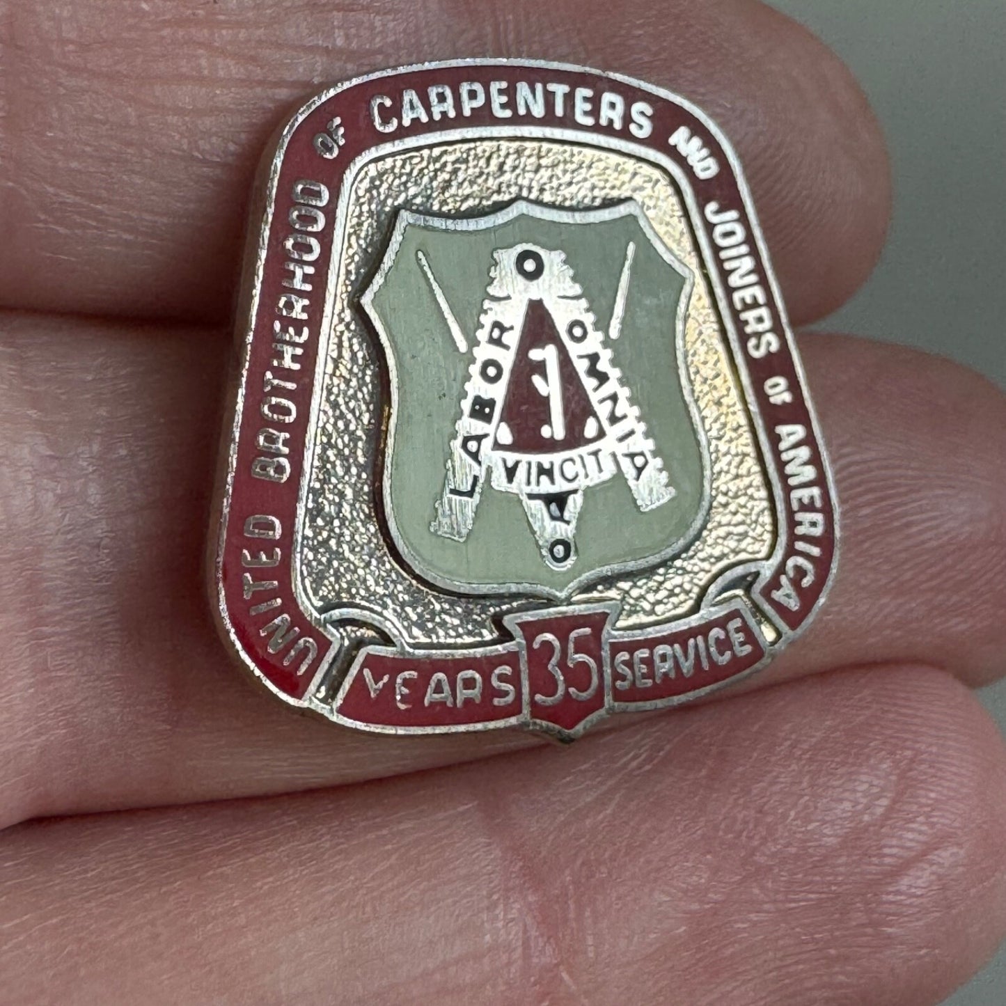 Vintage United Brotherhood of Carpenters 35 Years Pin Tie Tack Union UBC