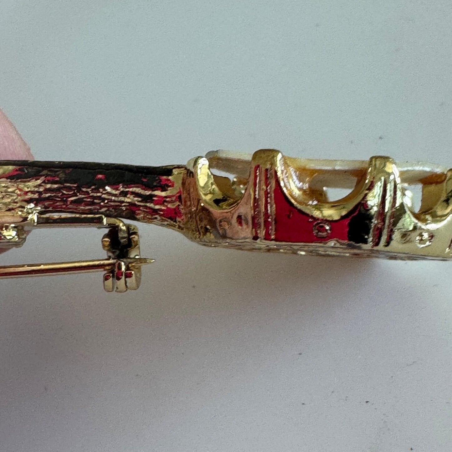 Vintage Gold Tone Banjo Duette Brooch Set Pin Pair of Brooches