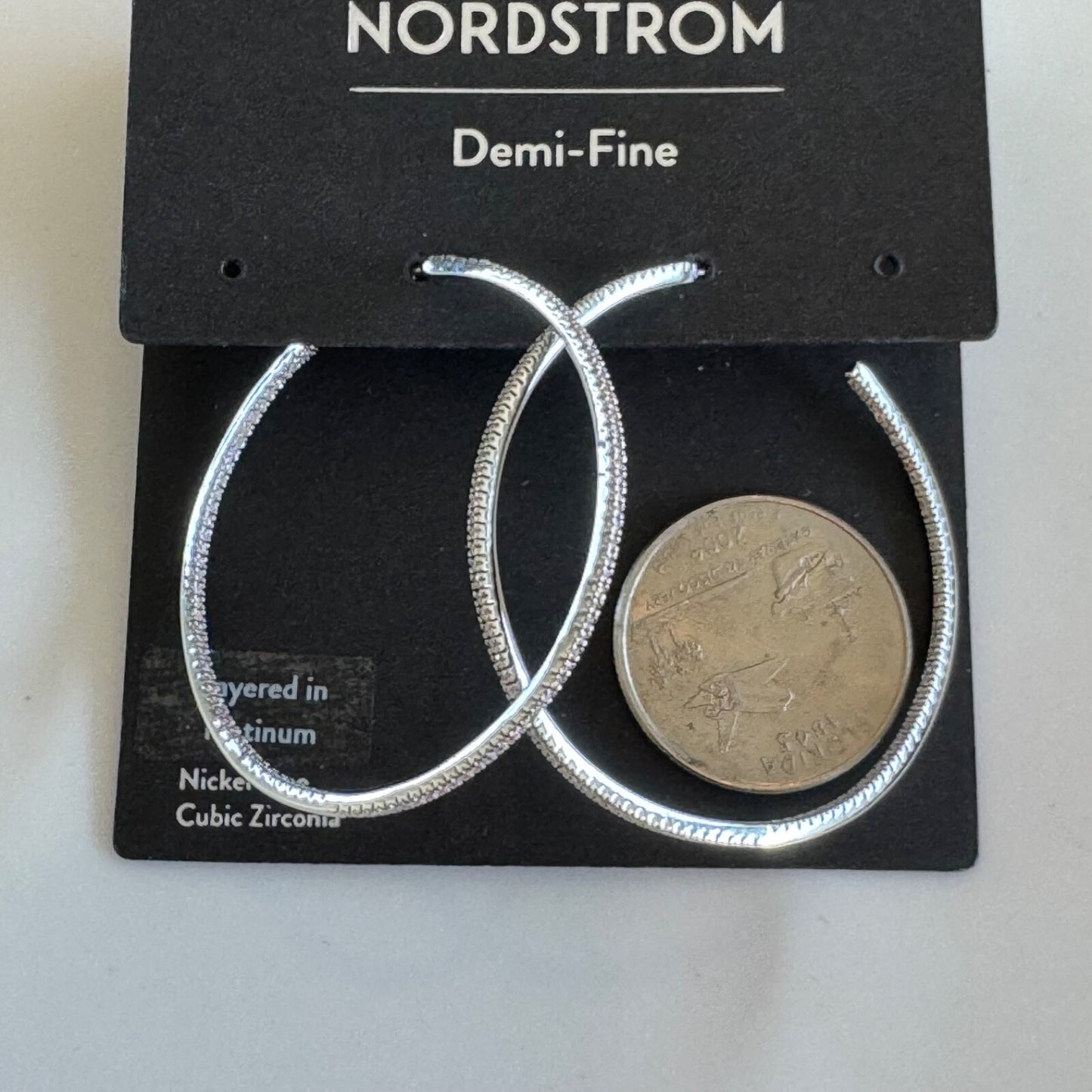 Nordstrom Pavé Cubic Zirconia Hoop Earrings New On Card Pierced $39
