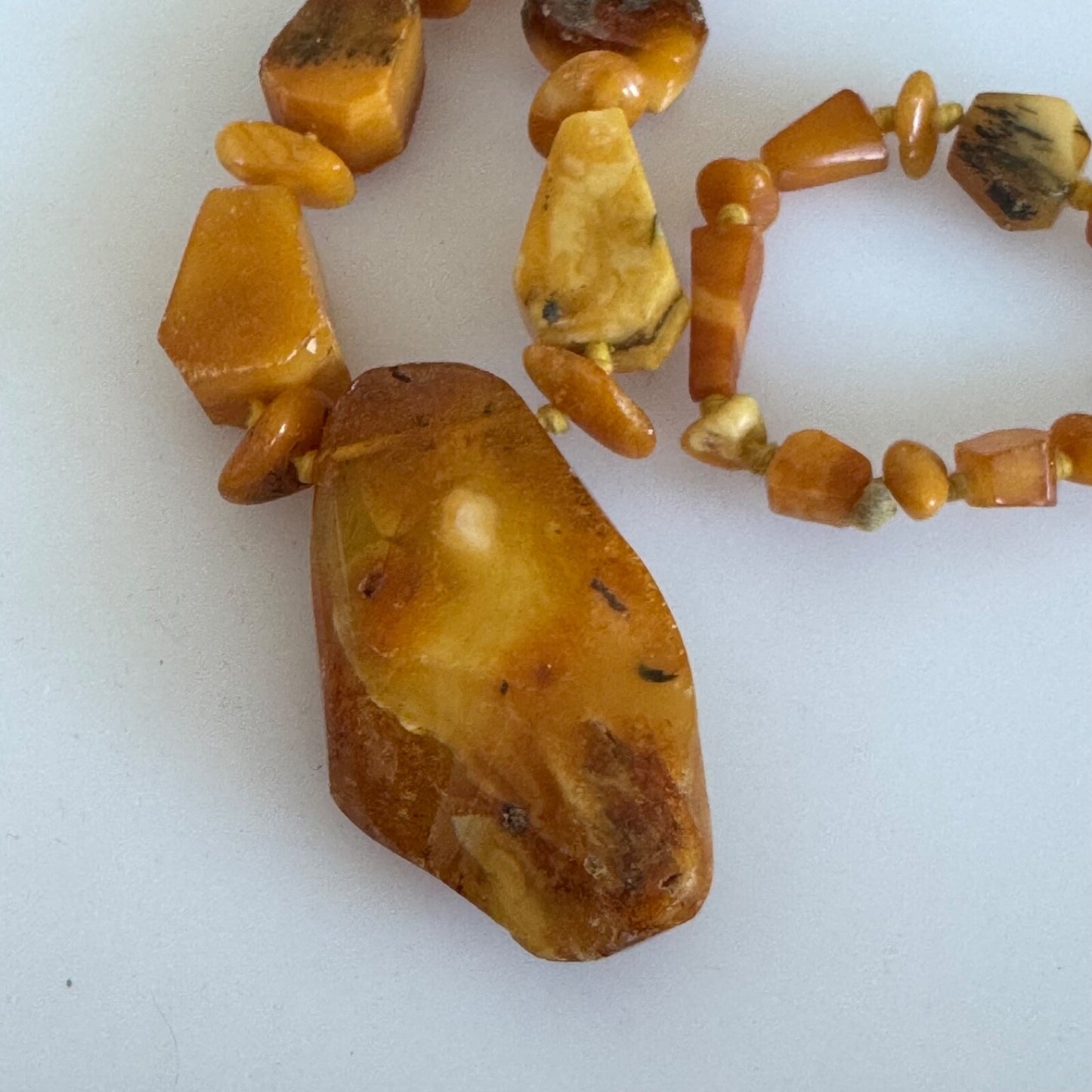 Vintage 25" Hand Knotted Amber Necklace 34g Cognac Butterscotch Egg Yolk