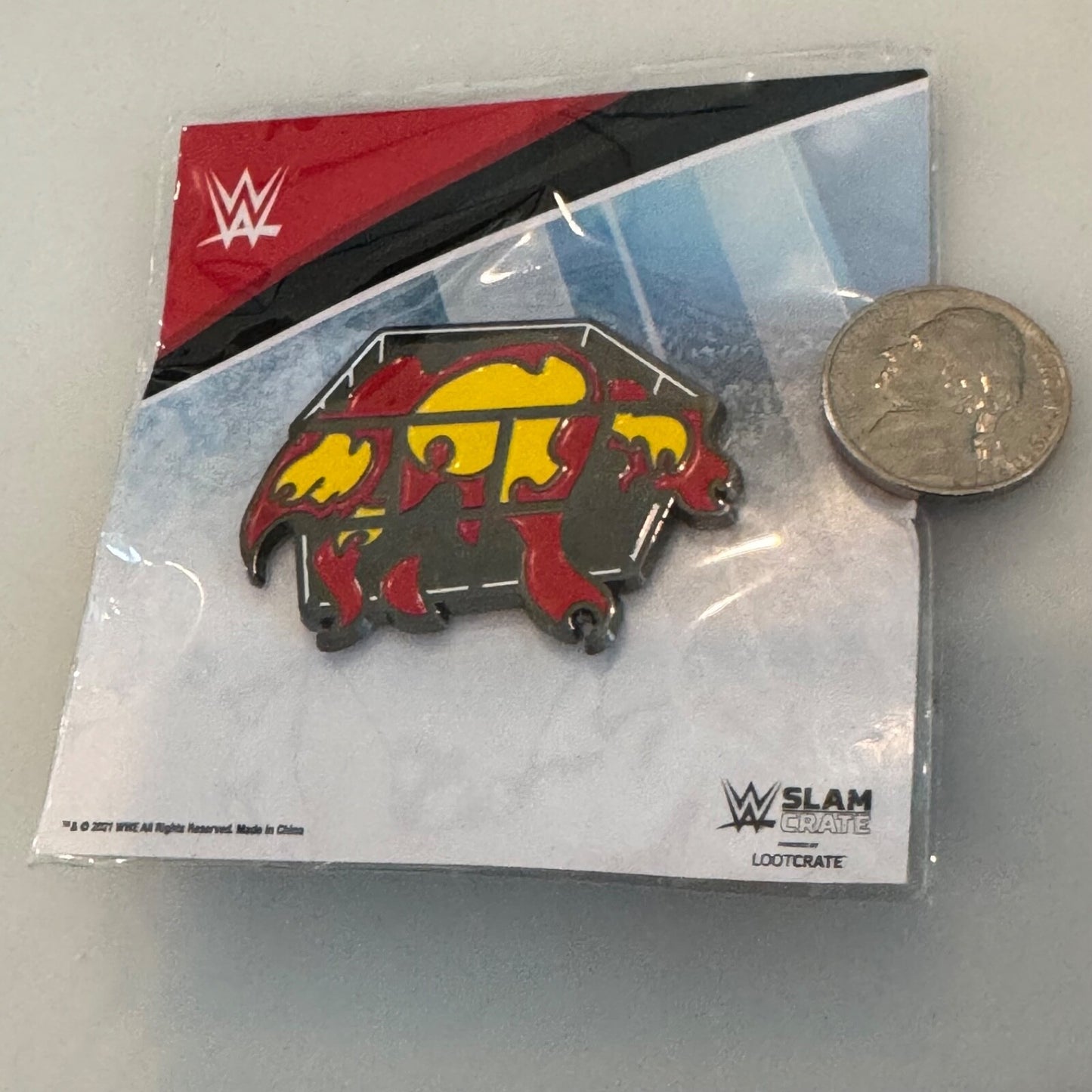 WWE Slam Crate Hell in a Cell Lapel Pin New on Card Lootcrate