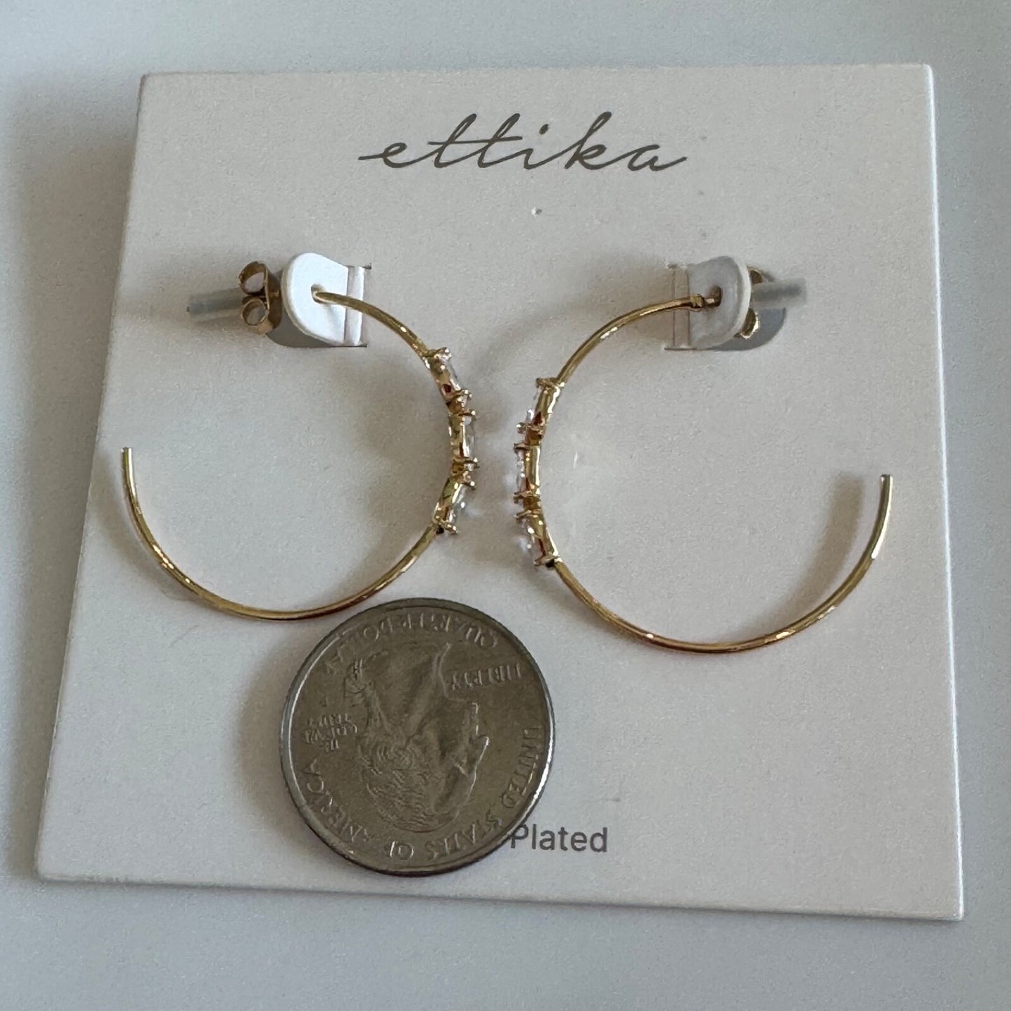 Etika Triple Marquise Cubic Zirconia Hoop Earrings New On Card Pierced $50