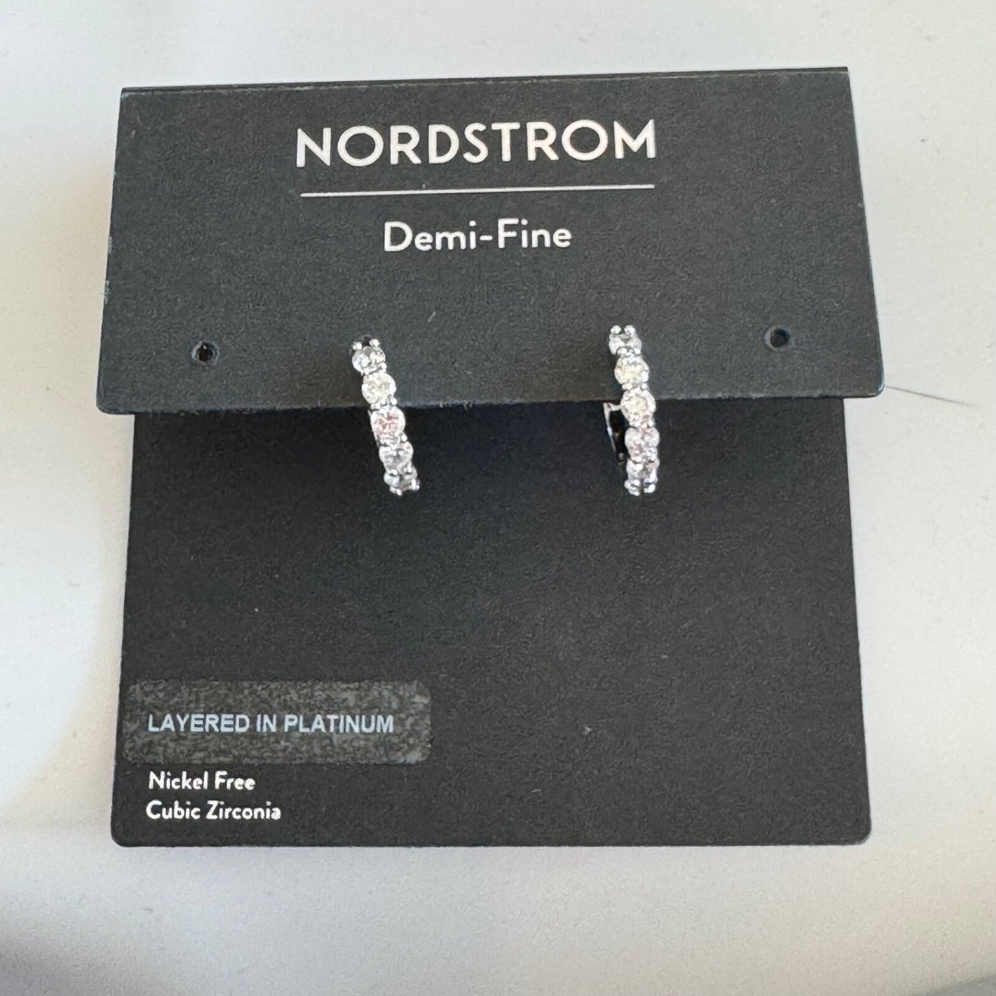Nordstrom Demi Fine Cubic Zirconia Huggie Hoop Earrings New On Card Pierced