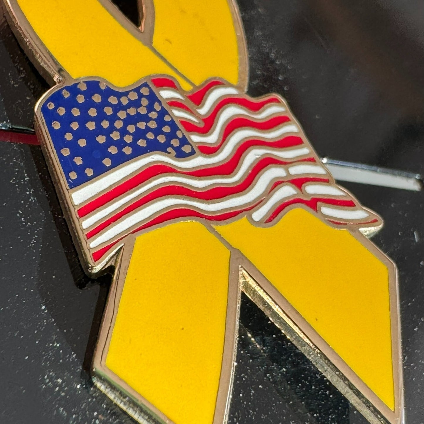 Vintage Yellow Ribbon American Flag Mitchell Proffitt Company Lapel Pin