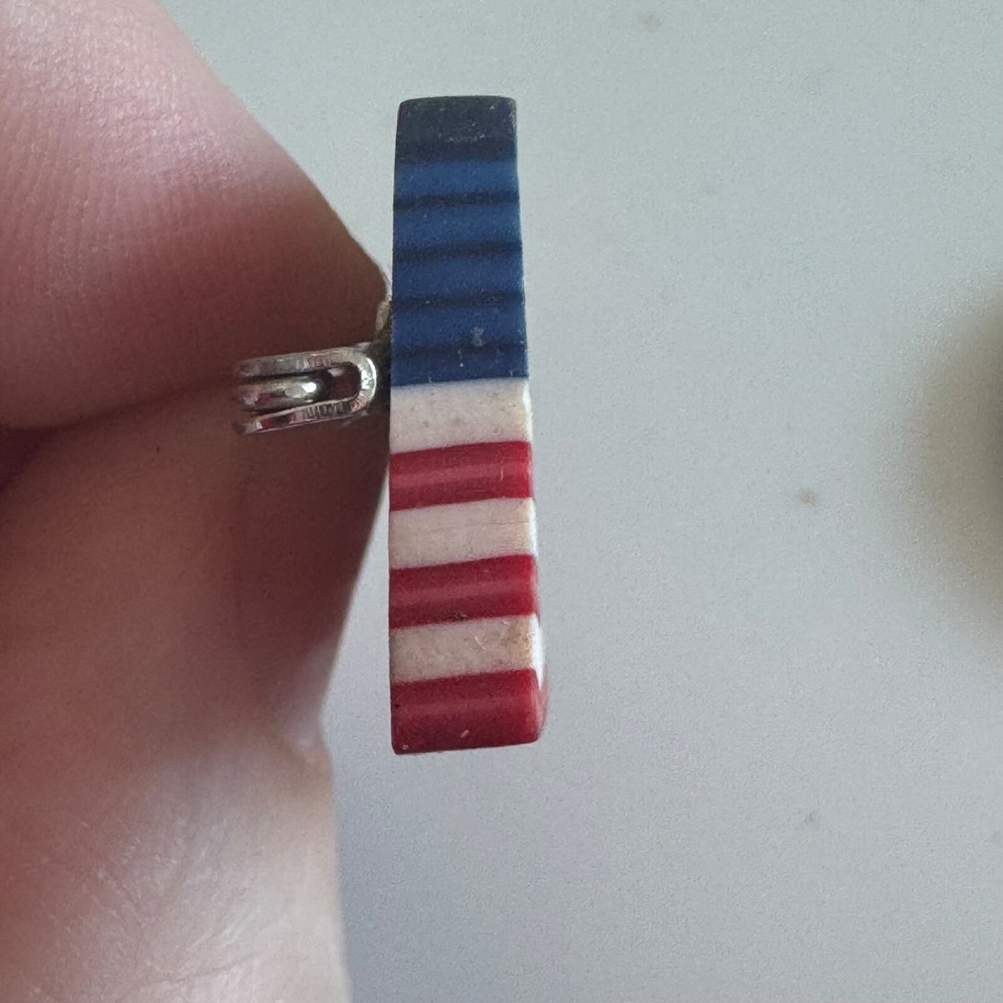 Vintage Polymer Clay United States Flag Brooch Pin American