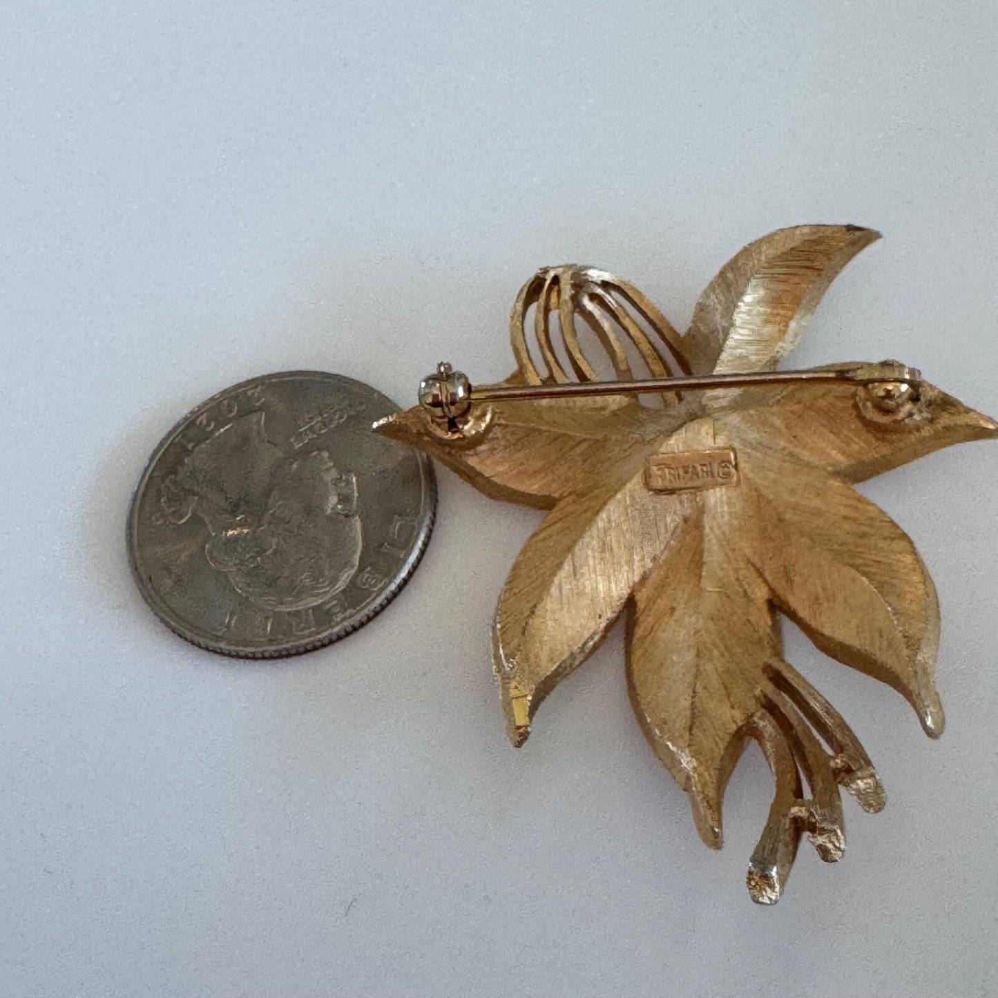 Vintage Crown Trifari Leaf Bunch with Stems Brooch Pin AS IS
