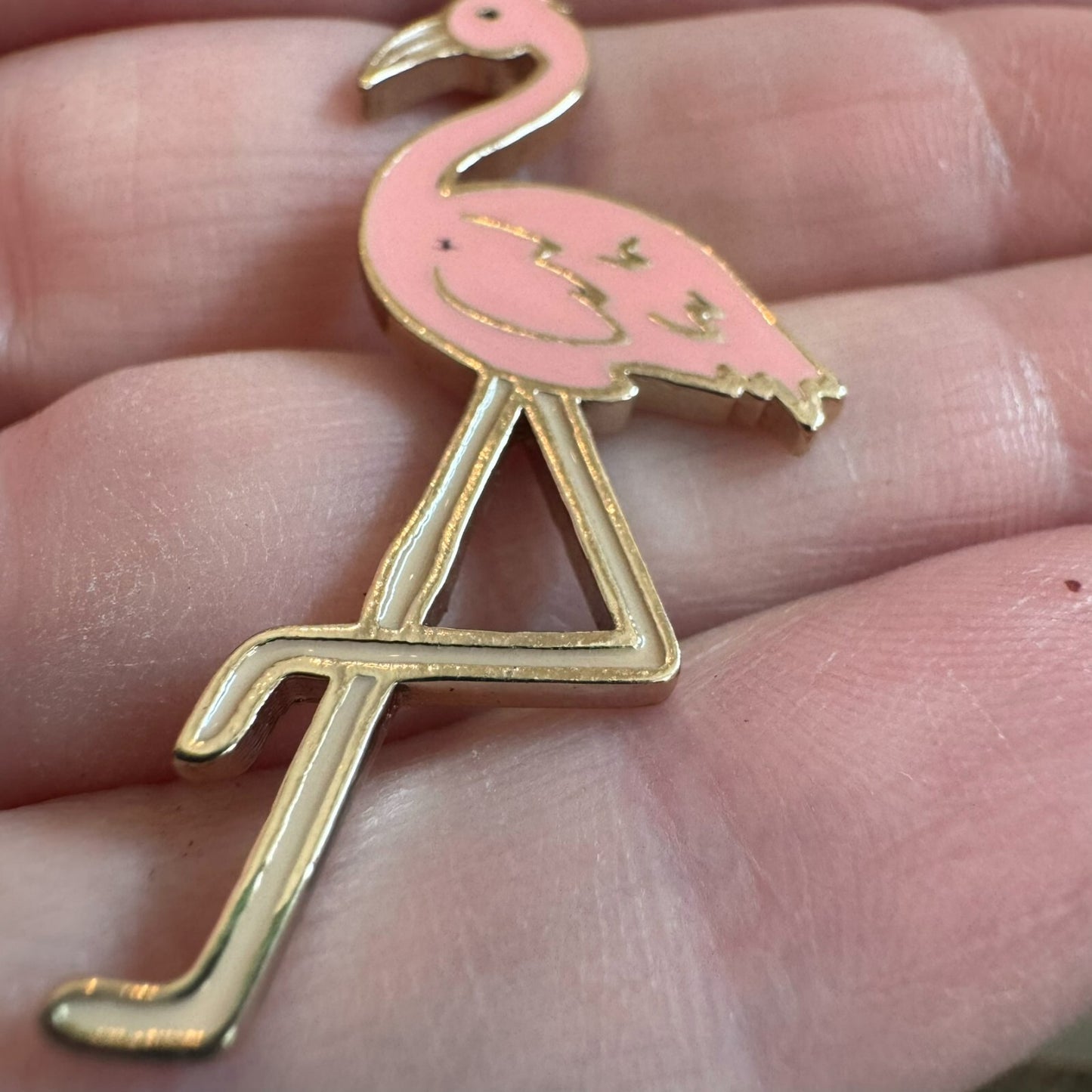 Fun Ann Taylor Loft Pink Flamingo Lapel Pin Brooch Signed