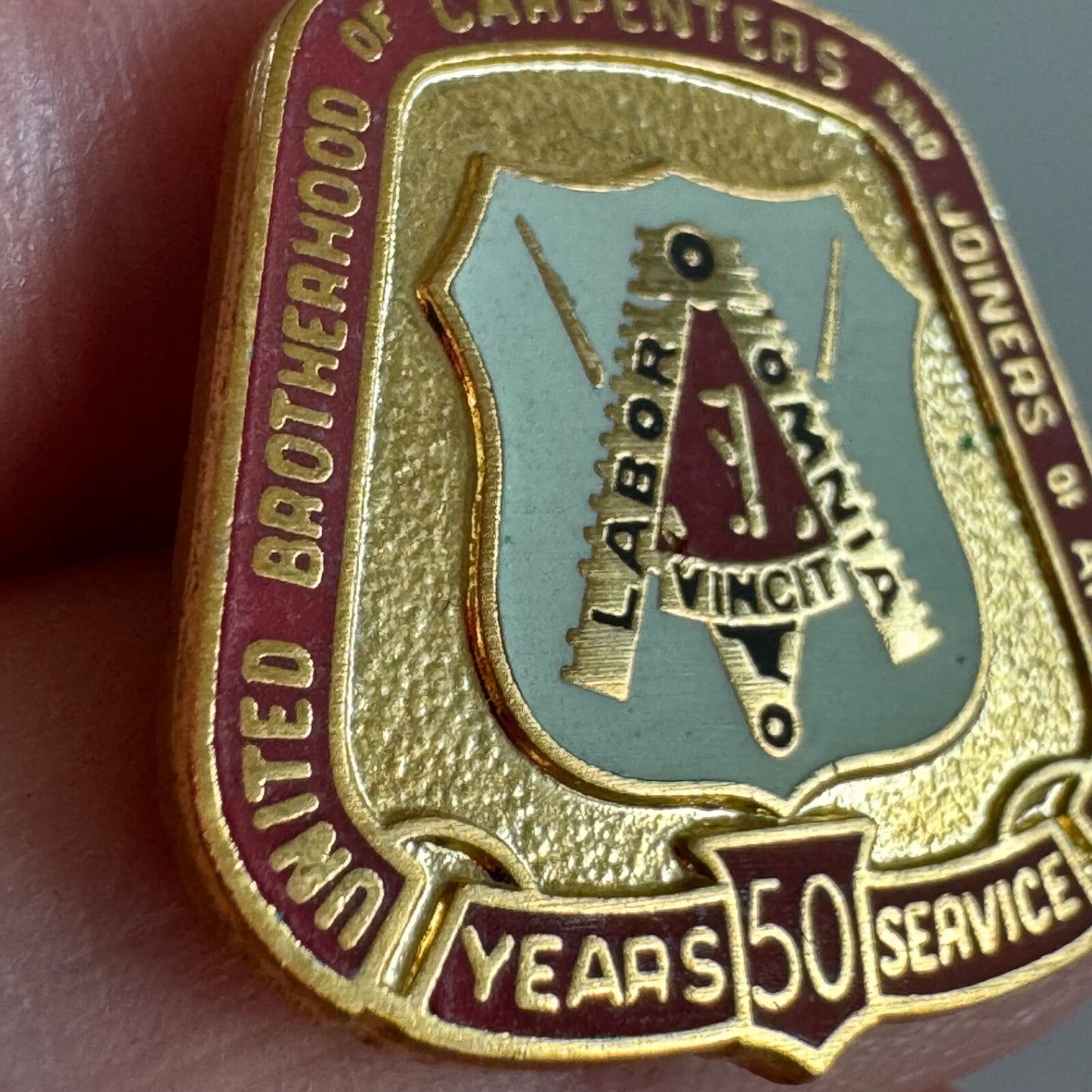 Vintage United Brotherhood of Carpenters 50 Years Pin Tie Tack Union UBC