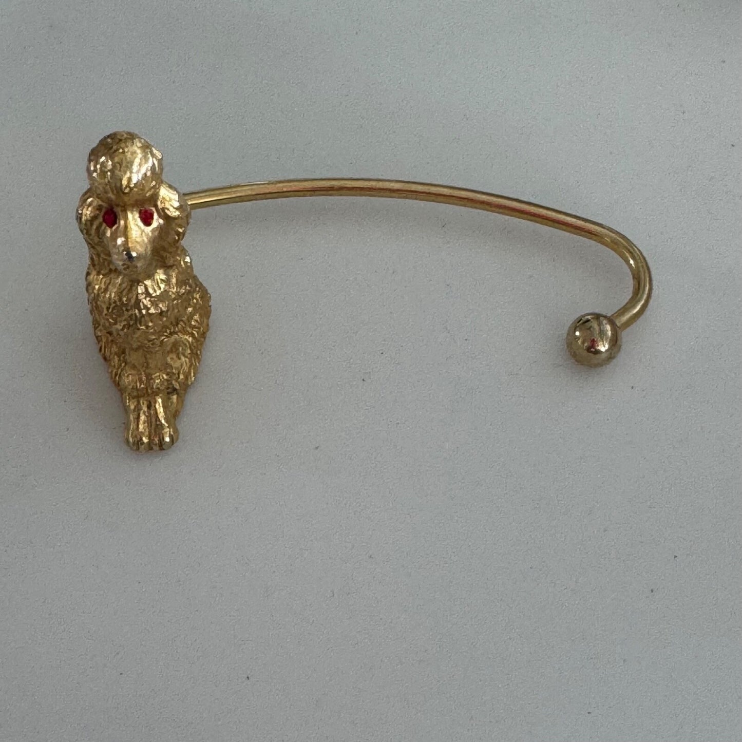 Vintage Gold Tone Poodle Jeweled Eyes Bag Hanger Holder Purse Hook