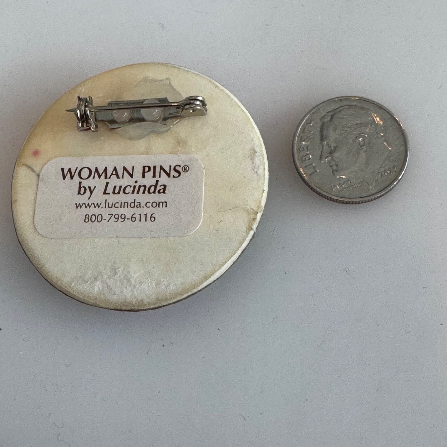 Vintage Woman Pins by Lucinda Pregnant Lady Shoes Hat Pink Round Brooch Pin