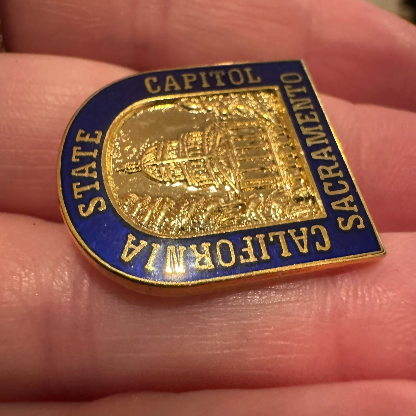 Vintage California State Capitol Blue and Gold Lapel Pin Sacramento