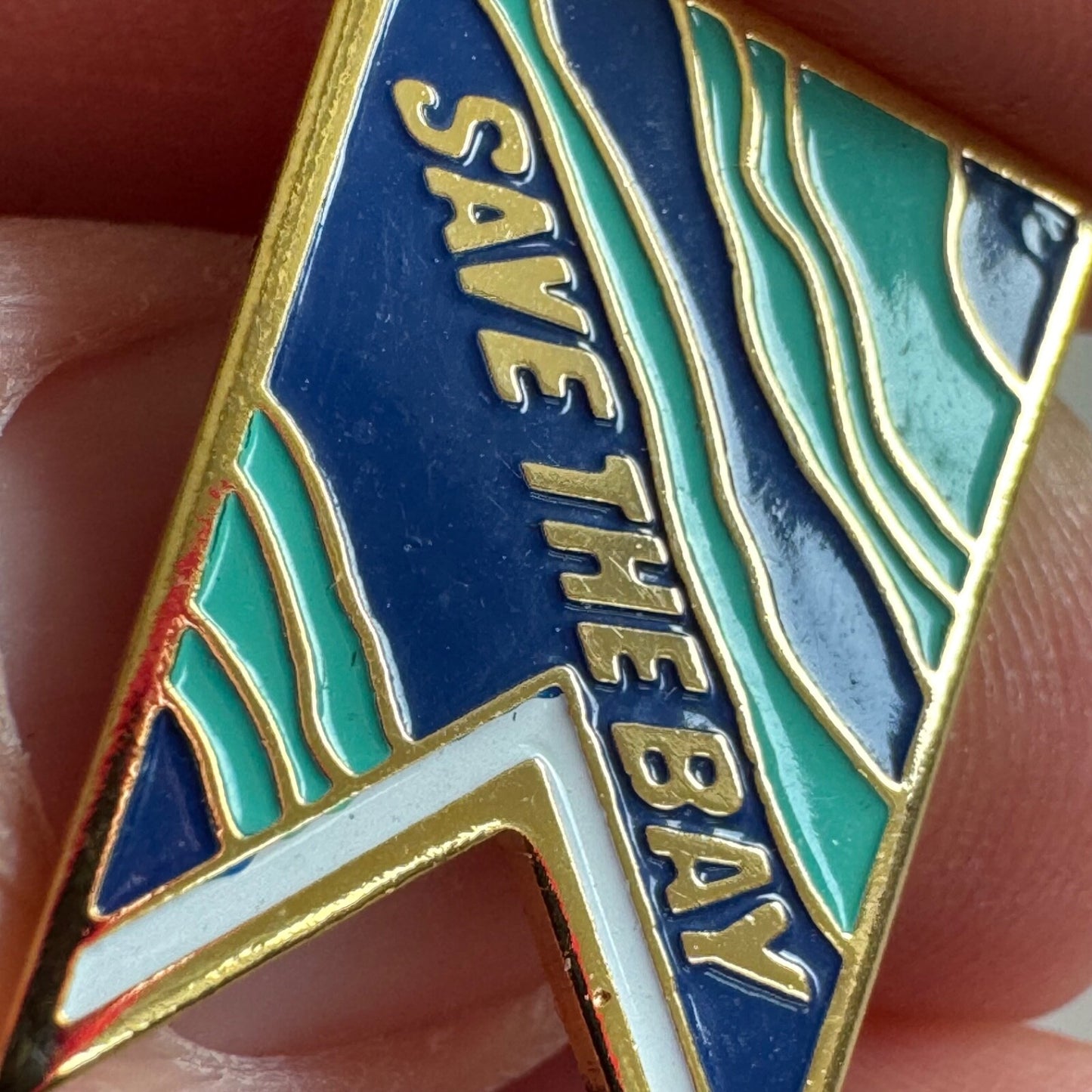 Vintage Save the Bay Boat Flag Lapel Pin