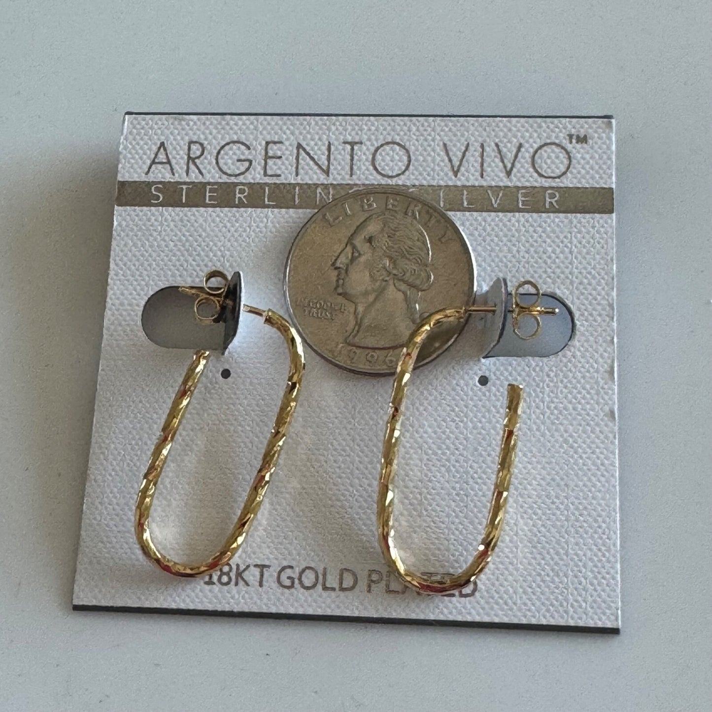 Argento Vivo 18kt Gold Plated Earrings Twisted U Hoop Earrings New on Card