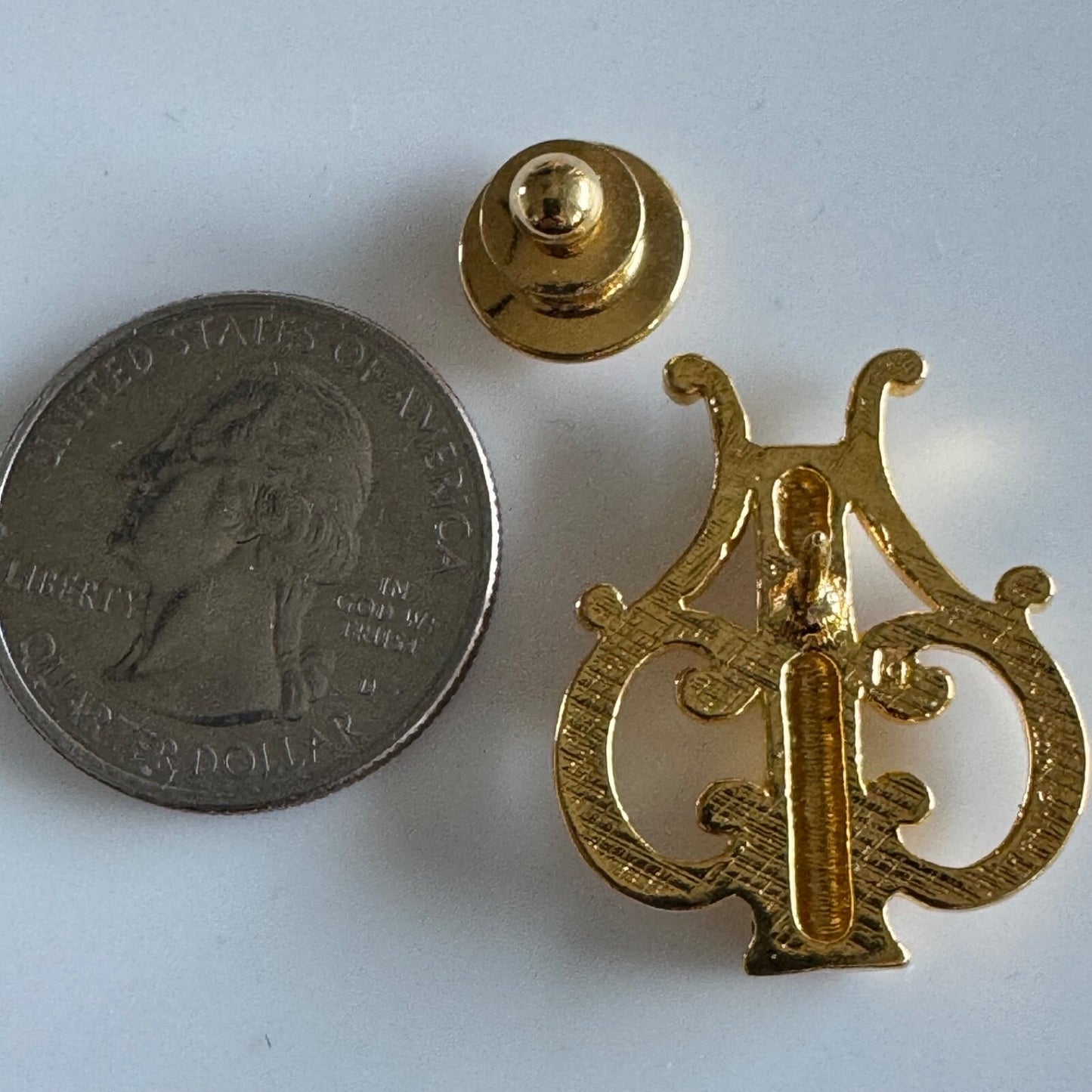 Avon Musical Trio: Harp Pin Lyre Gold Tone Rhinestones Music