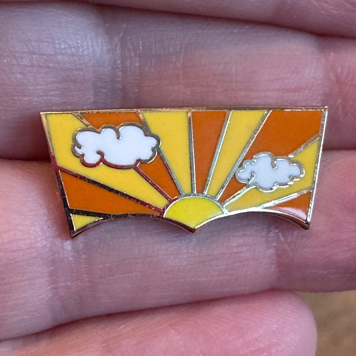 Levi's Pintrill Sun Clouds Lapel Pin Orange Yellow White Levis