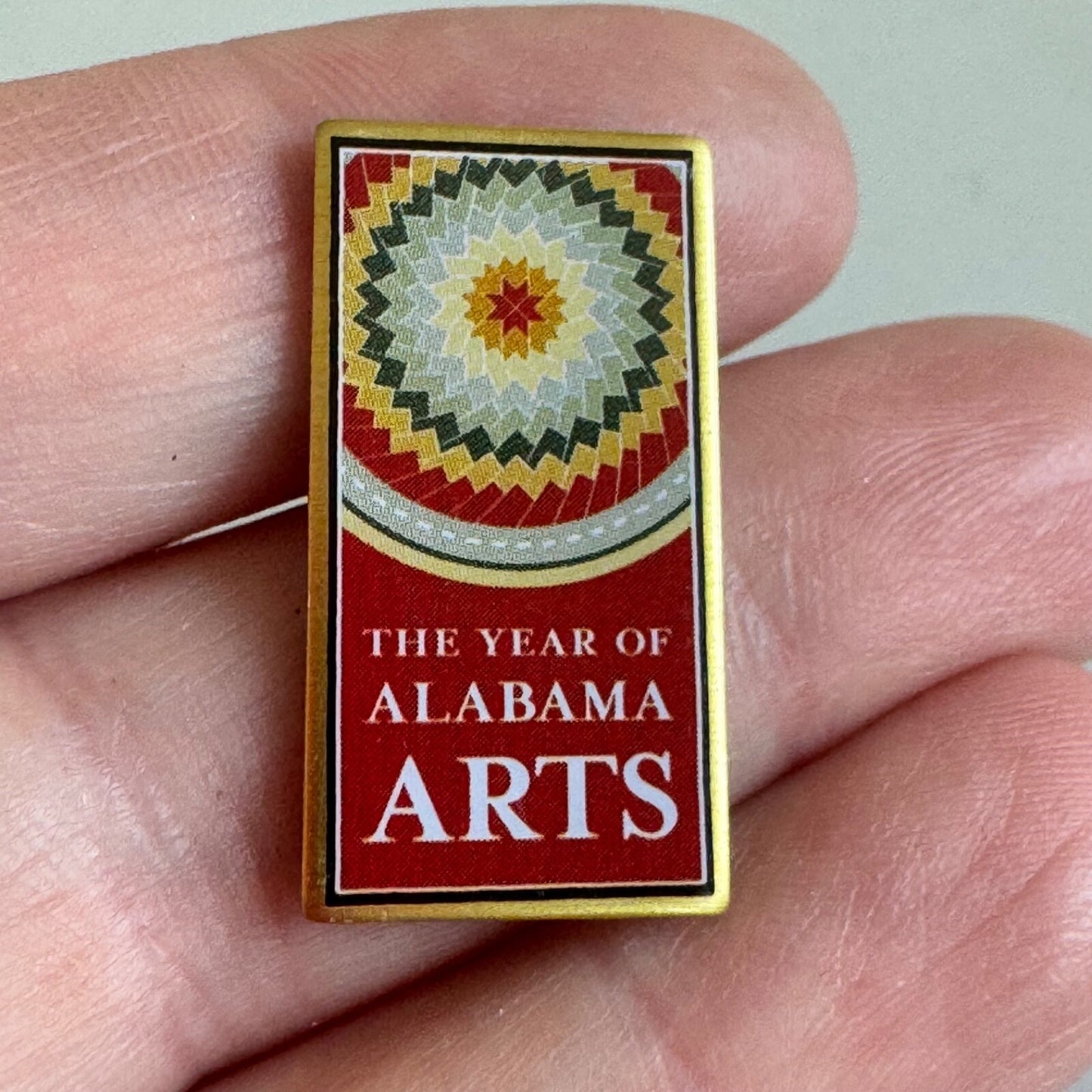 Vintage The Year of Alabama Arts Lapel Pin Quilt Souvenir Tourist