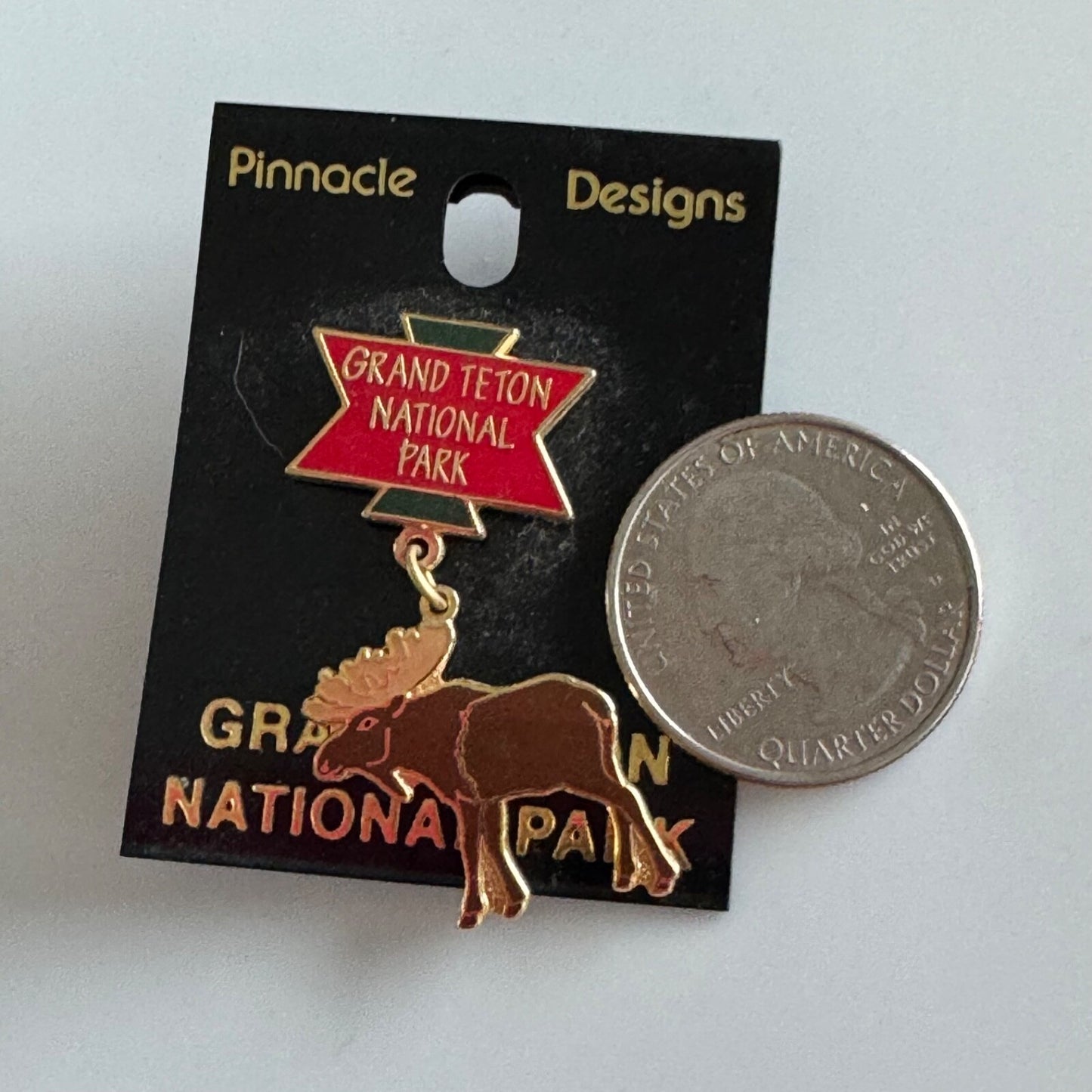 Vintage Grand Teton National Park Wyoming WY Moose Dangle Lapel Pin